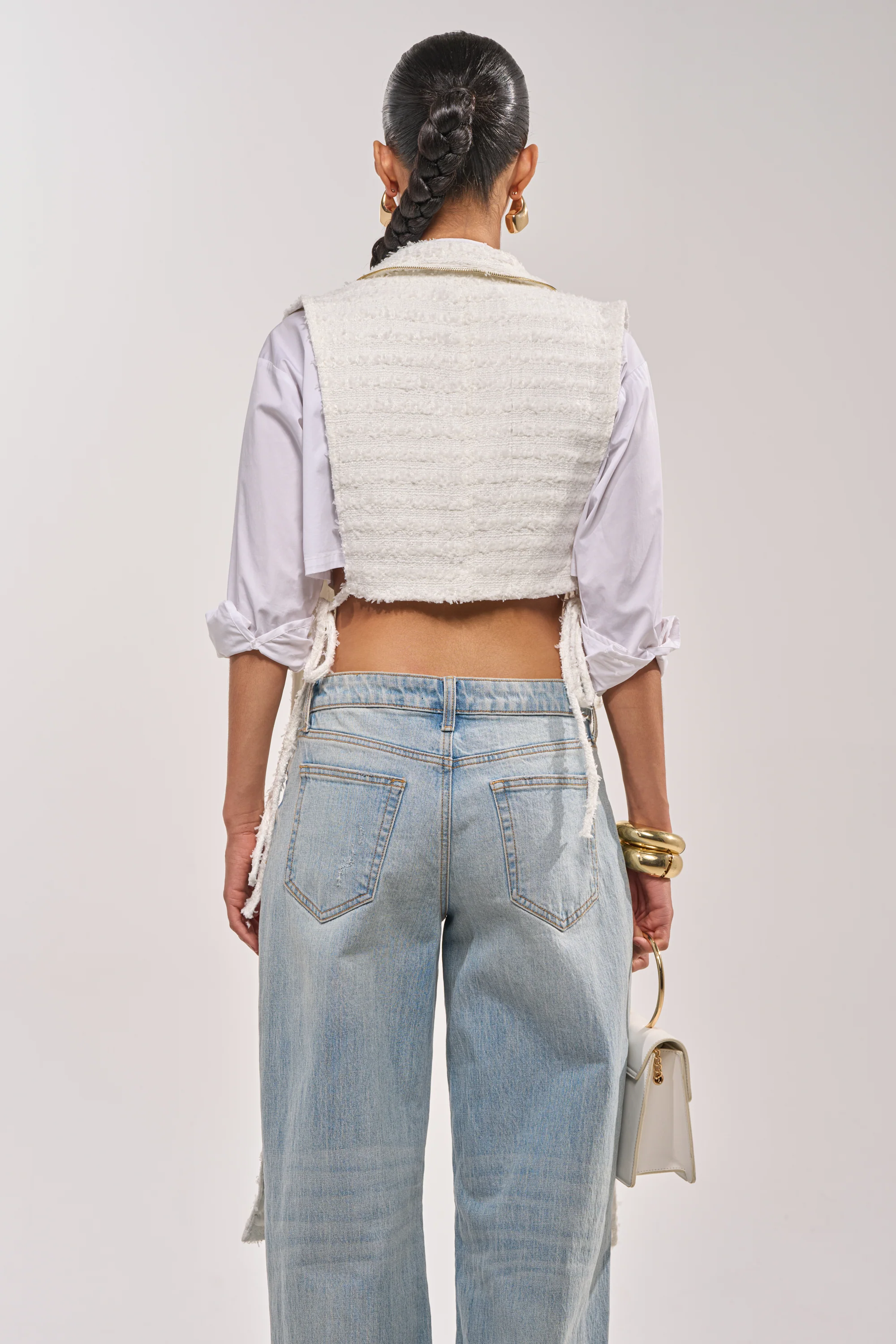 HONEY HONEY SPLIT VEST IN TWEED - Image 3