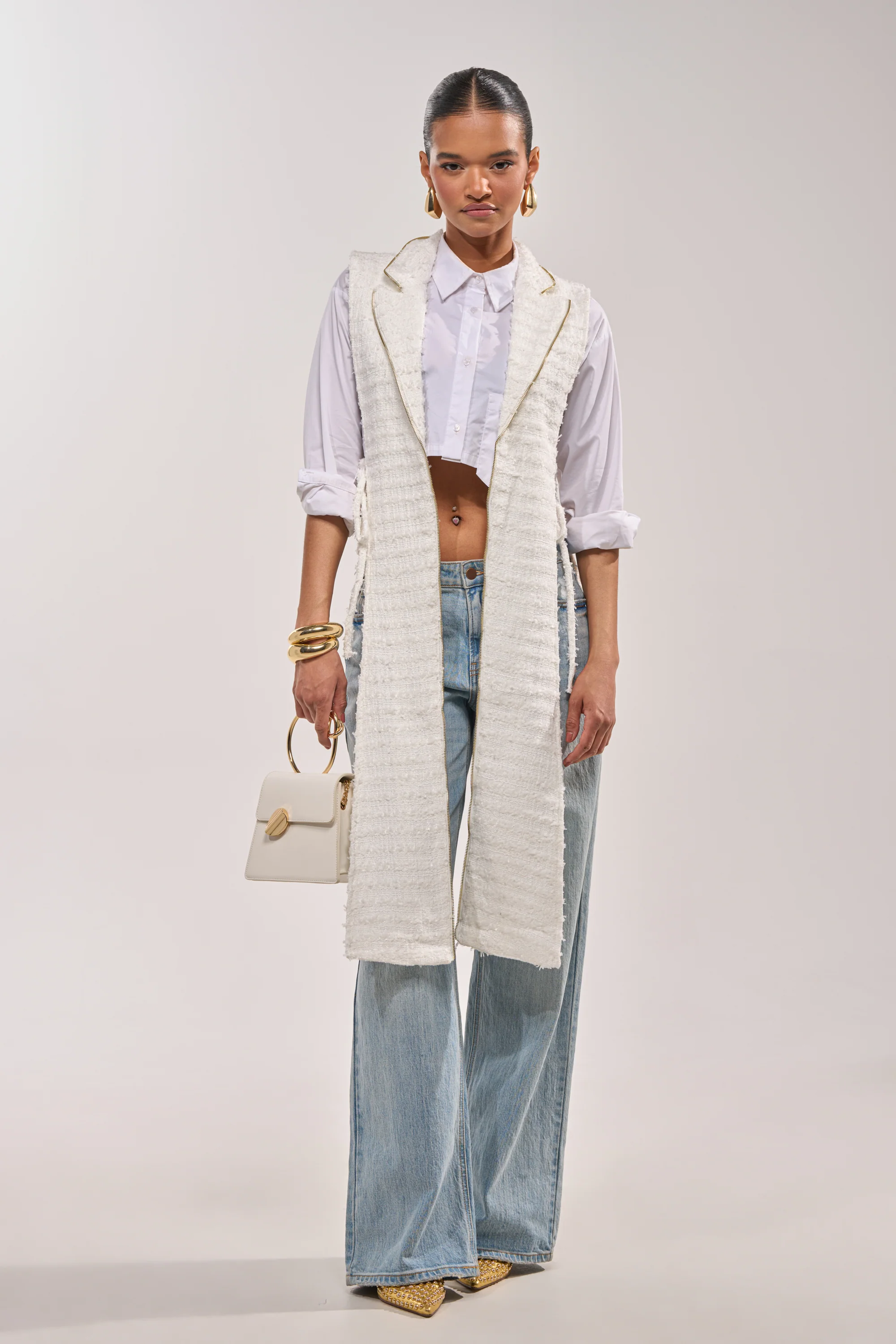 HONEY HONEY SPLIT VEST IN TWEED - Image 4