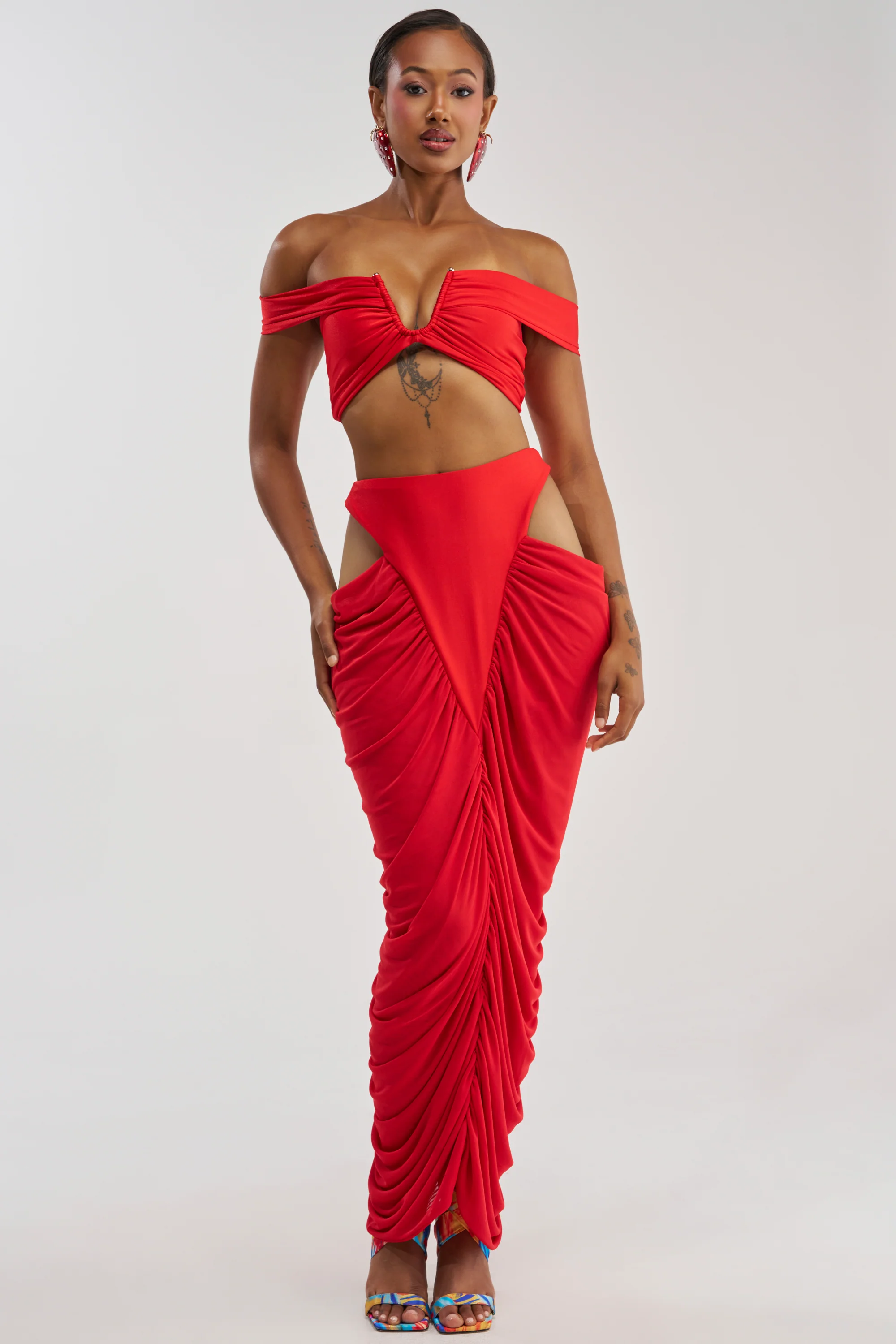 HOTTIE ALERT MESH MAXI SKIRT IN RED - Image 5