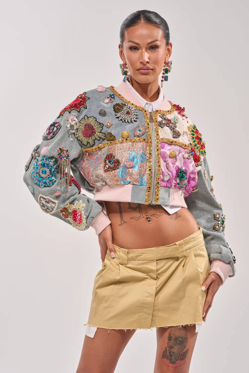 IF YOU'RE DOWN EMBELLISHED DENIM BOMBER - Image 2