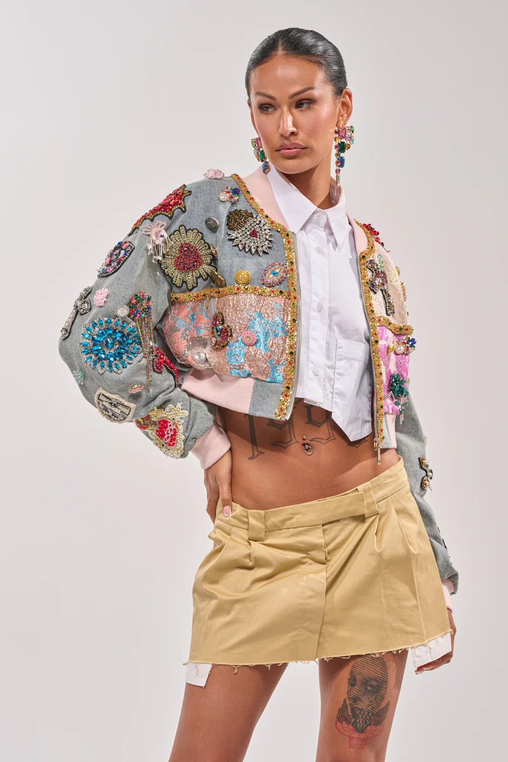 IF YOU'RE DOWN EMBELLISHED DENIM BOMBER - Image 3