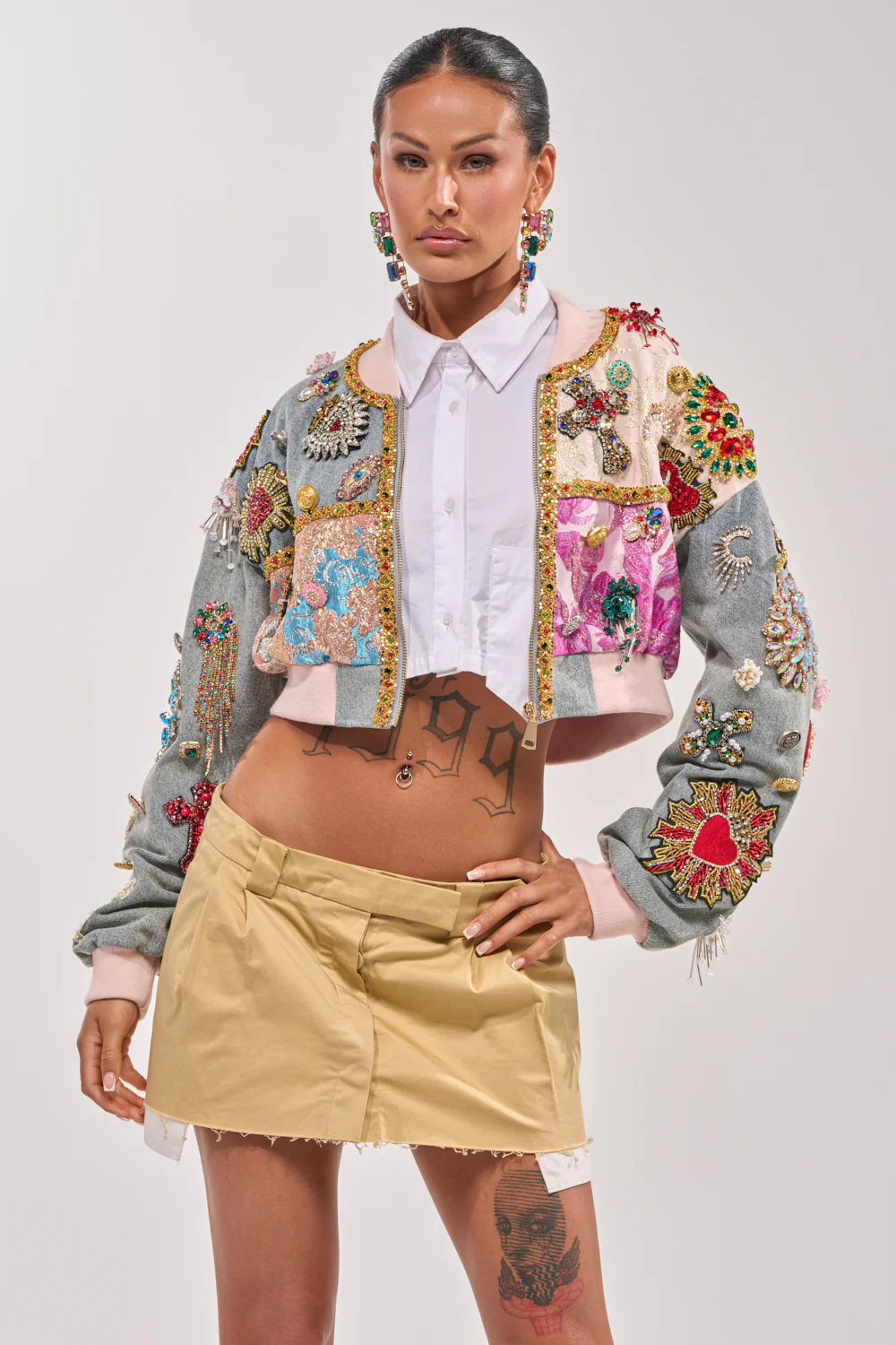 IF YOU'RE DOWN EMBELLISHED DENIM BOMBER - Image 5