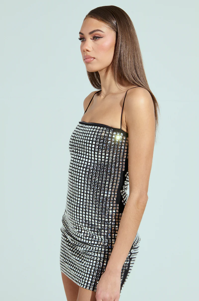 IN MY ELEMENT RHINESTONE MESH MINI DRESS - Image 3