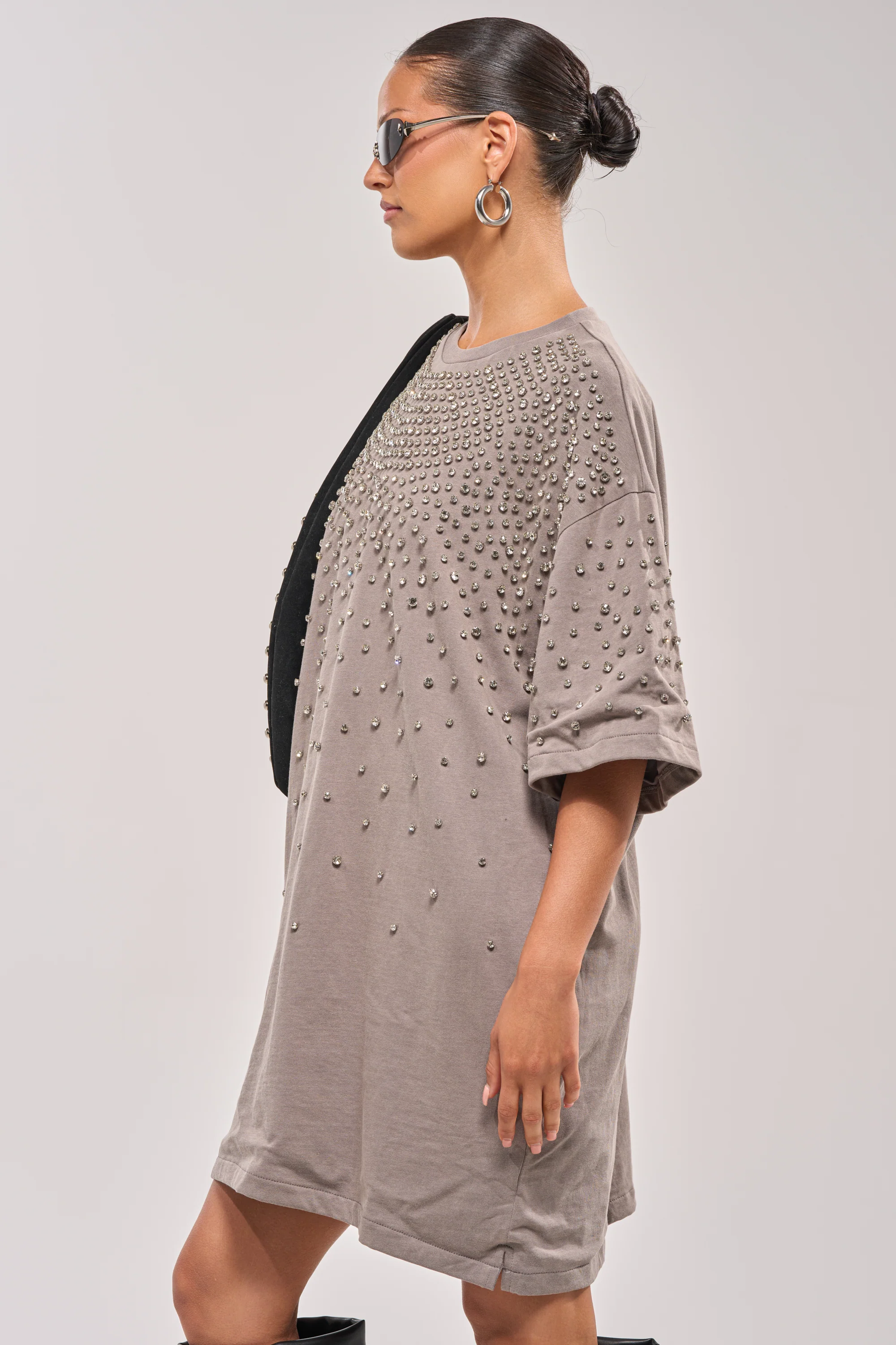 IN MY ELEMENT RHINESTONE TEE SHIRT MINI DRESS - Image 5