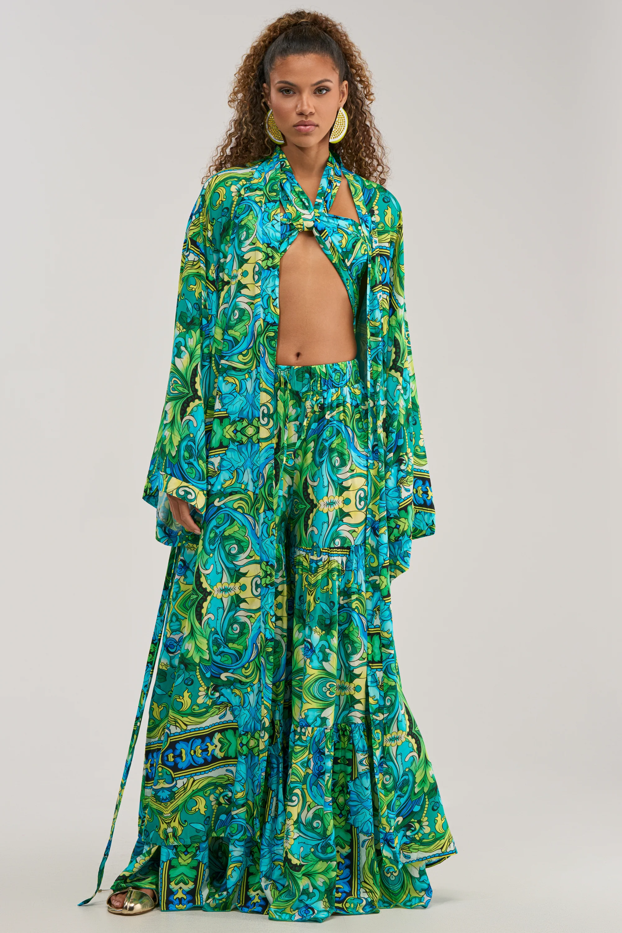 INTO THE GARDEN DUSTER IN GREEN MULTI