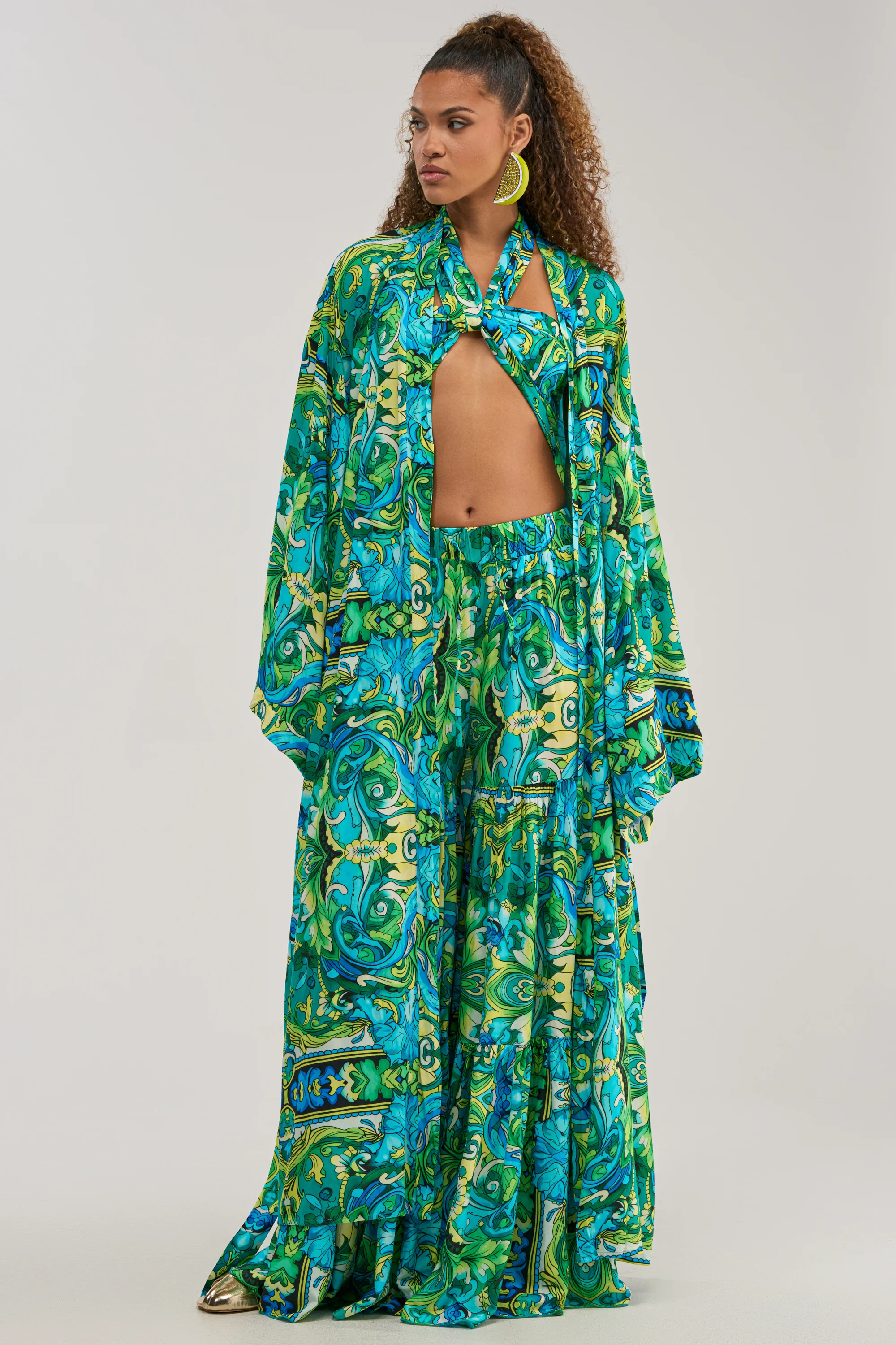 INTO THE GARDEN PALAZZO PANT IN GREEN MULTI - Image 10