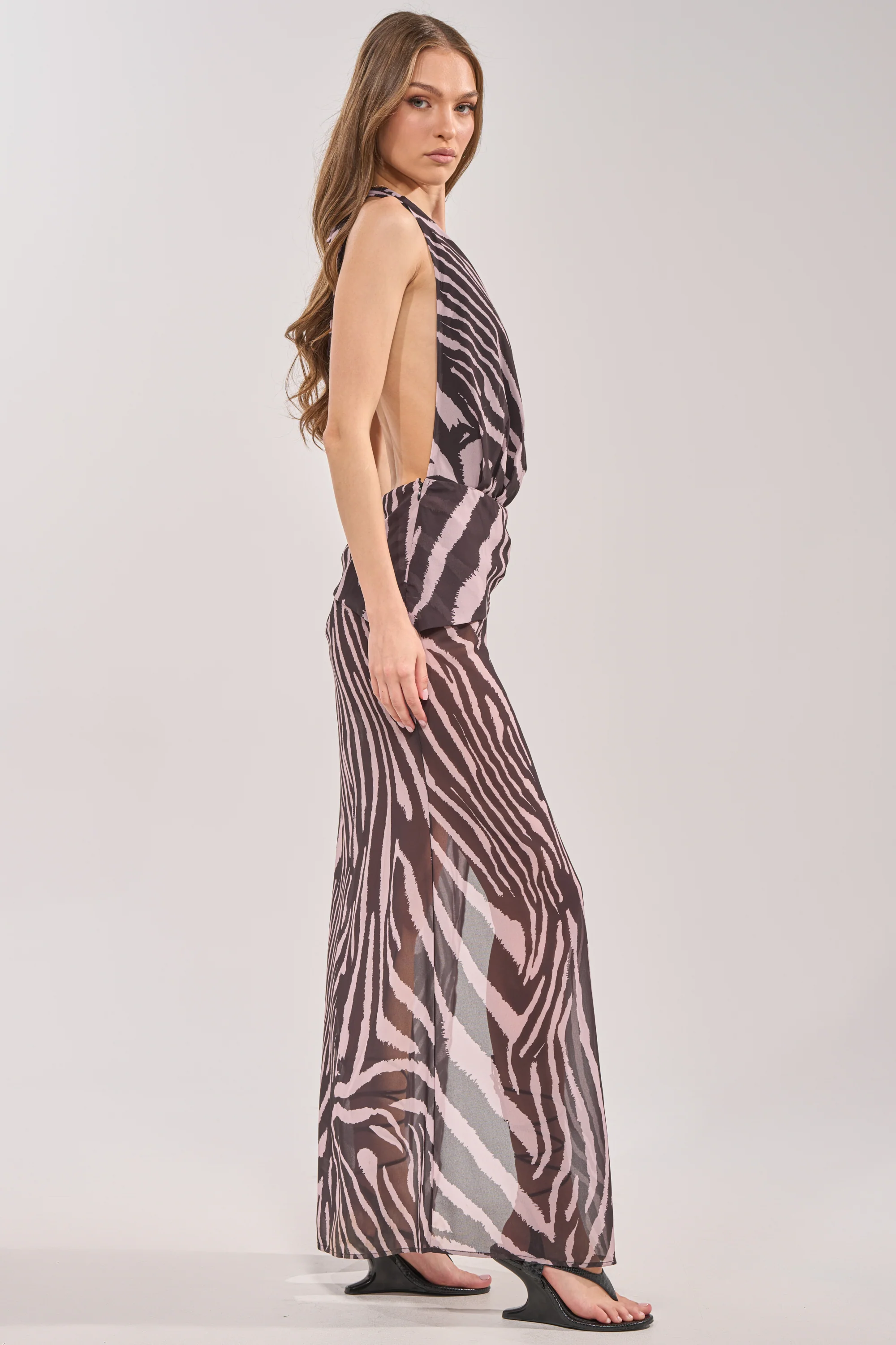 INVITE ONLY PRINTED MAXI DRESS IN ZEBRA - Image 7