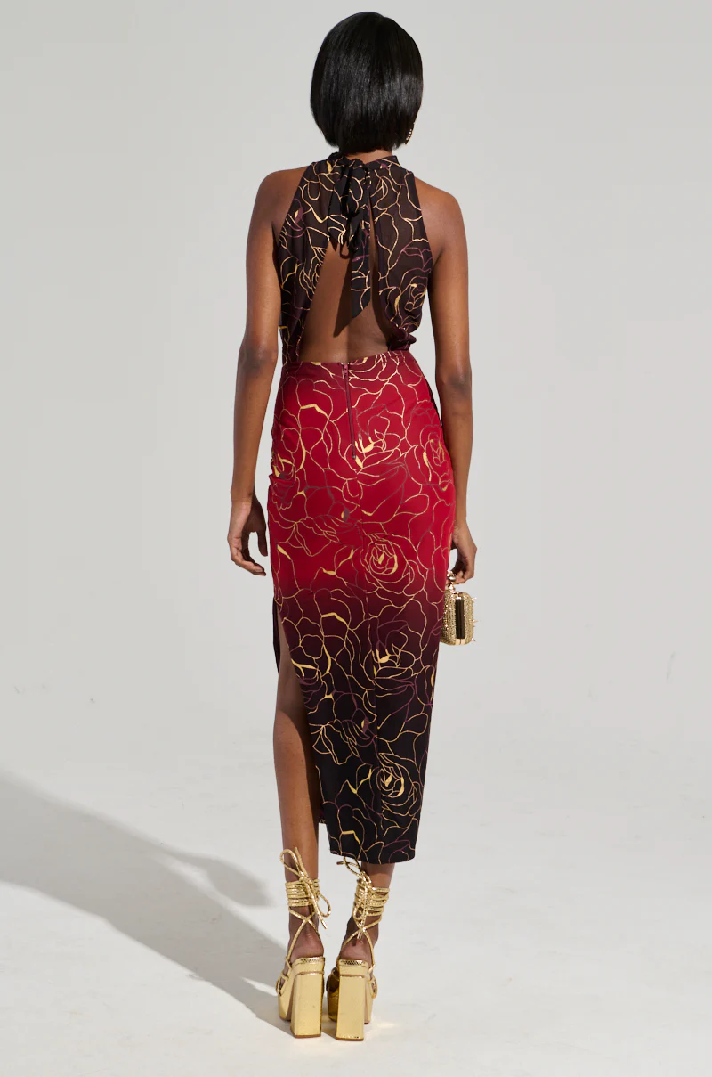 IRIS METALLIC OMBRE PRINTED MIDI DRESS - Image 5