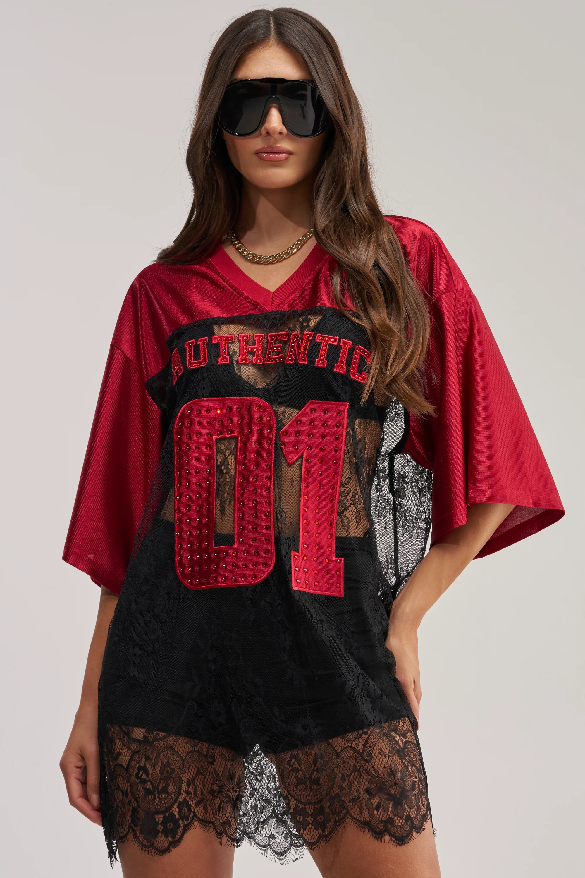 IT GIRL LACE JERSEY DRESS - Image 2