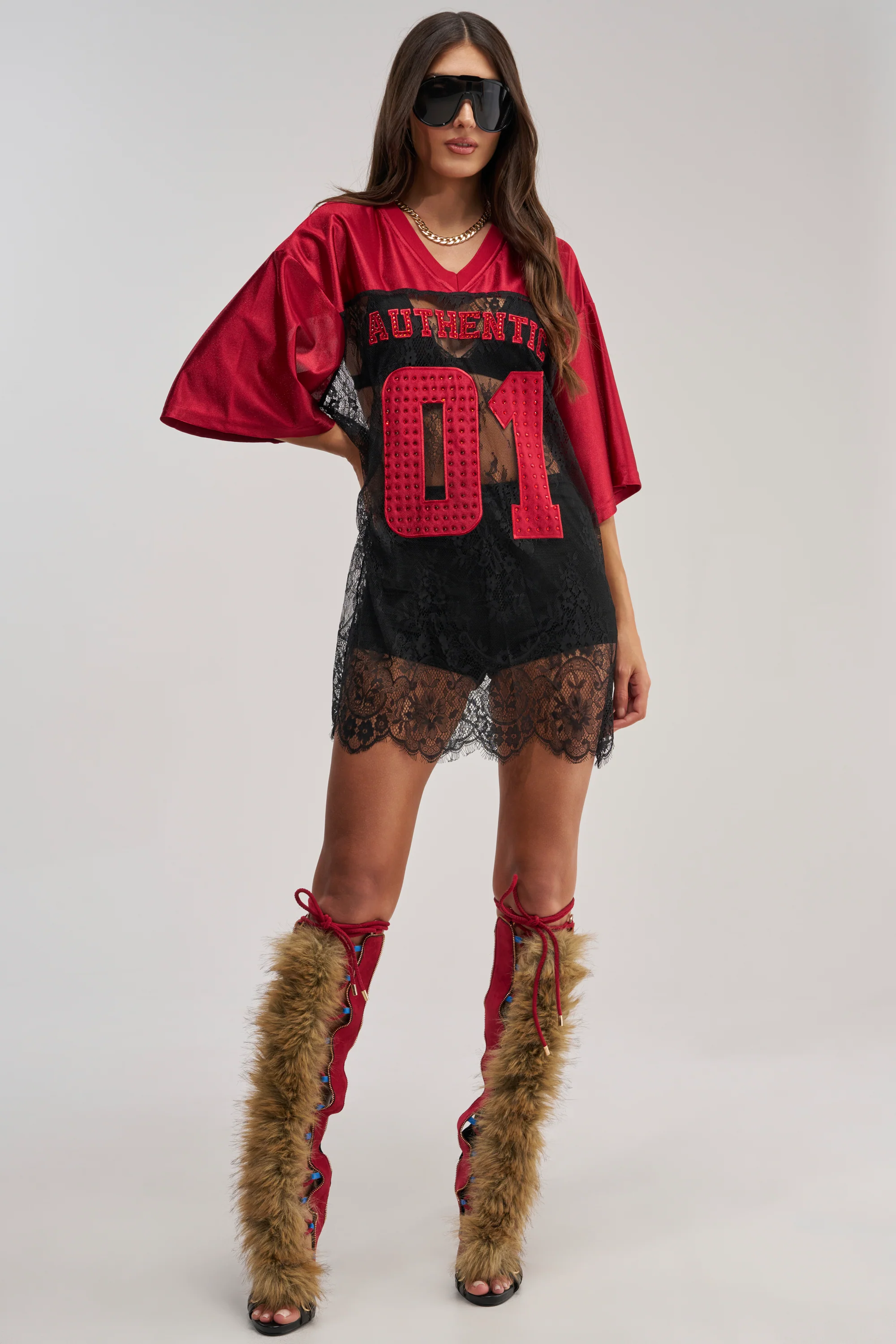 IT GIRL LACE JERSEY DRESS - Image 5