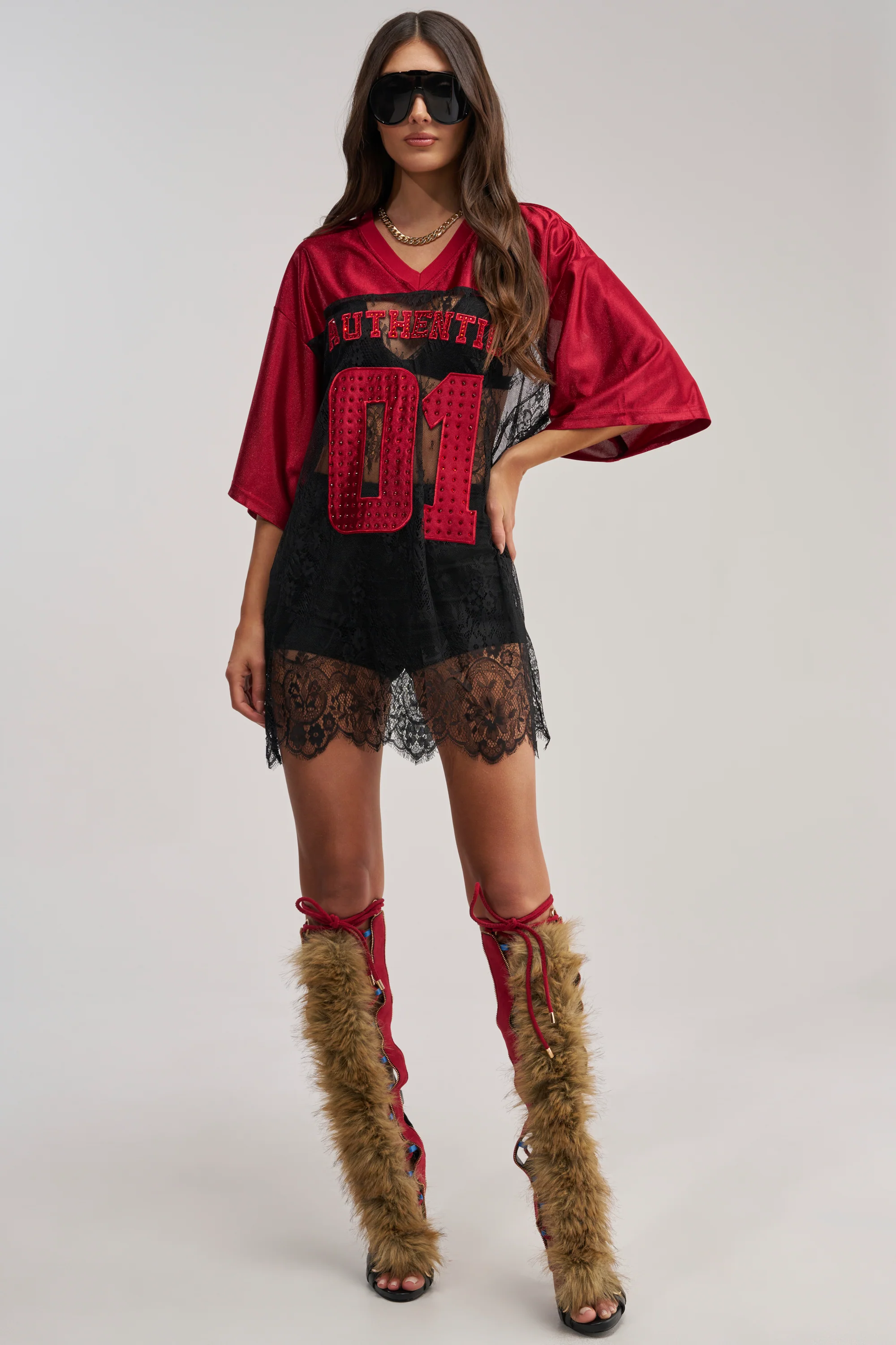 IT GIRL LACE JERSEY DRESS - Image 6