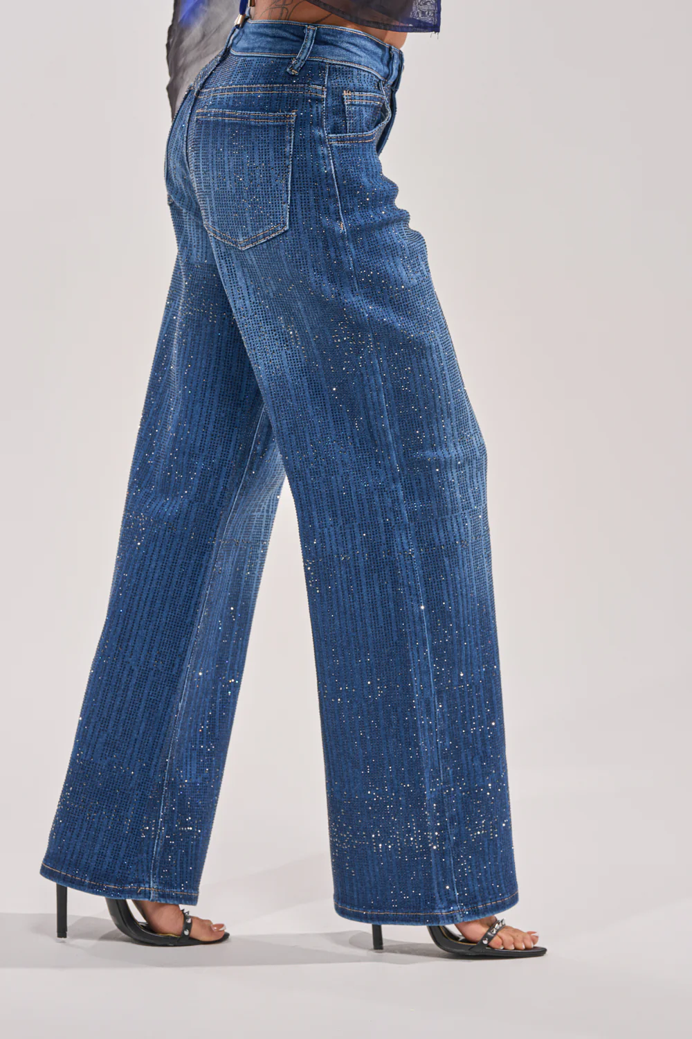 ITS ELECTRIC RHINESTONE WIDE LEG DENIM - Image 3