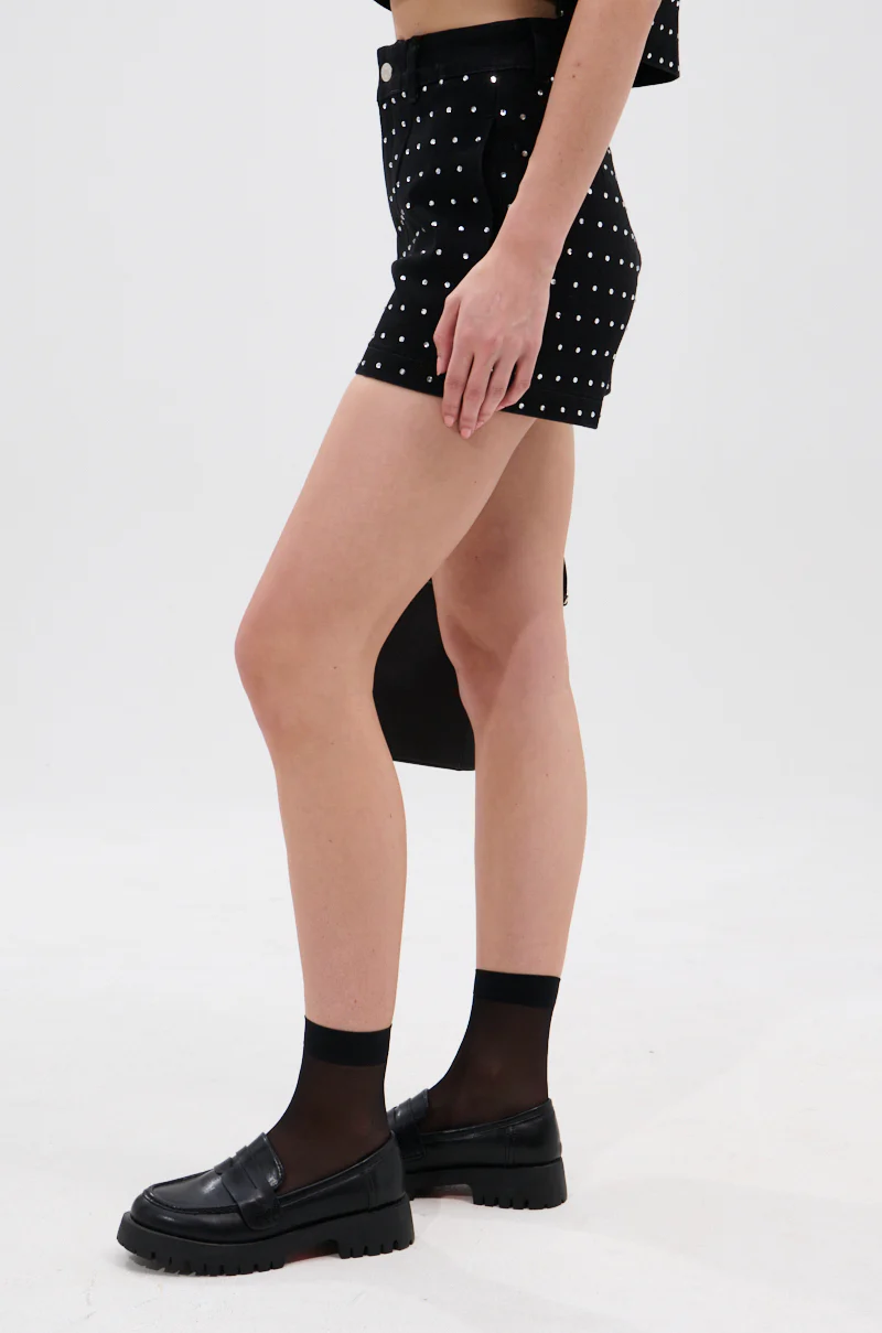 ITS GIVING DENIM RHINESTONE SHORT - Image 3
