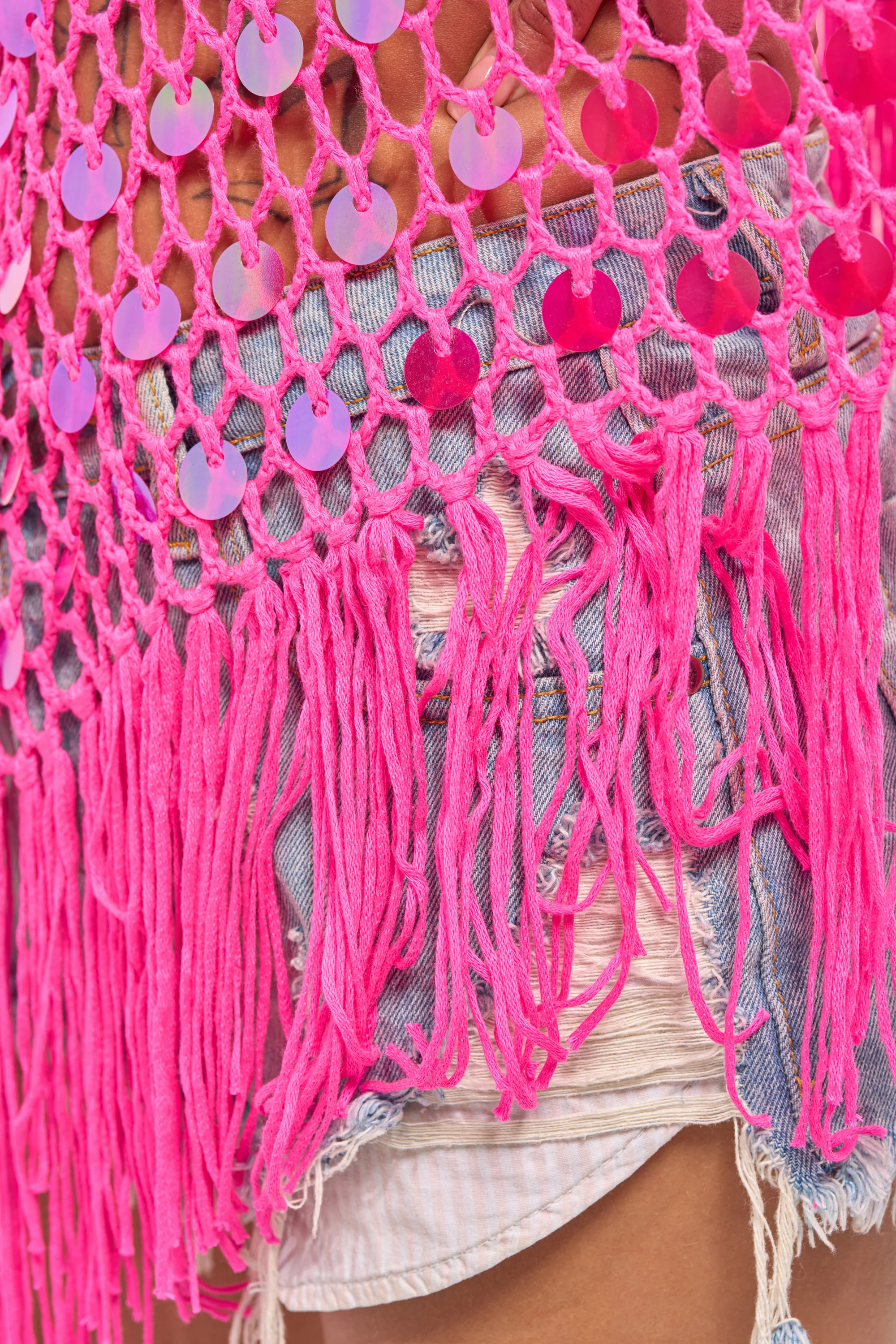 ITS MY WORLD CROCHET SEQUIN PONCHO - Image 9