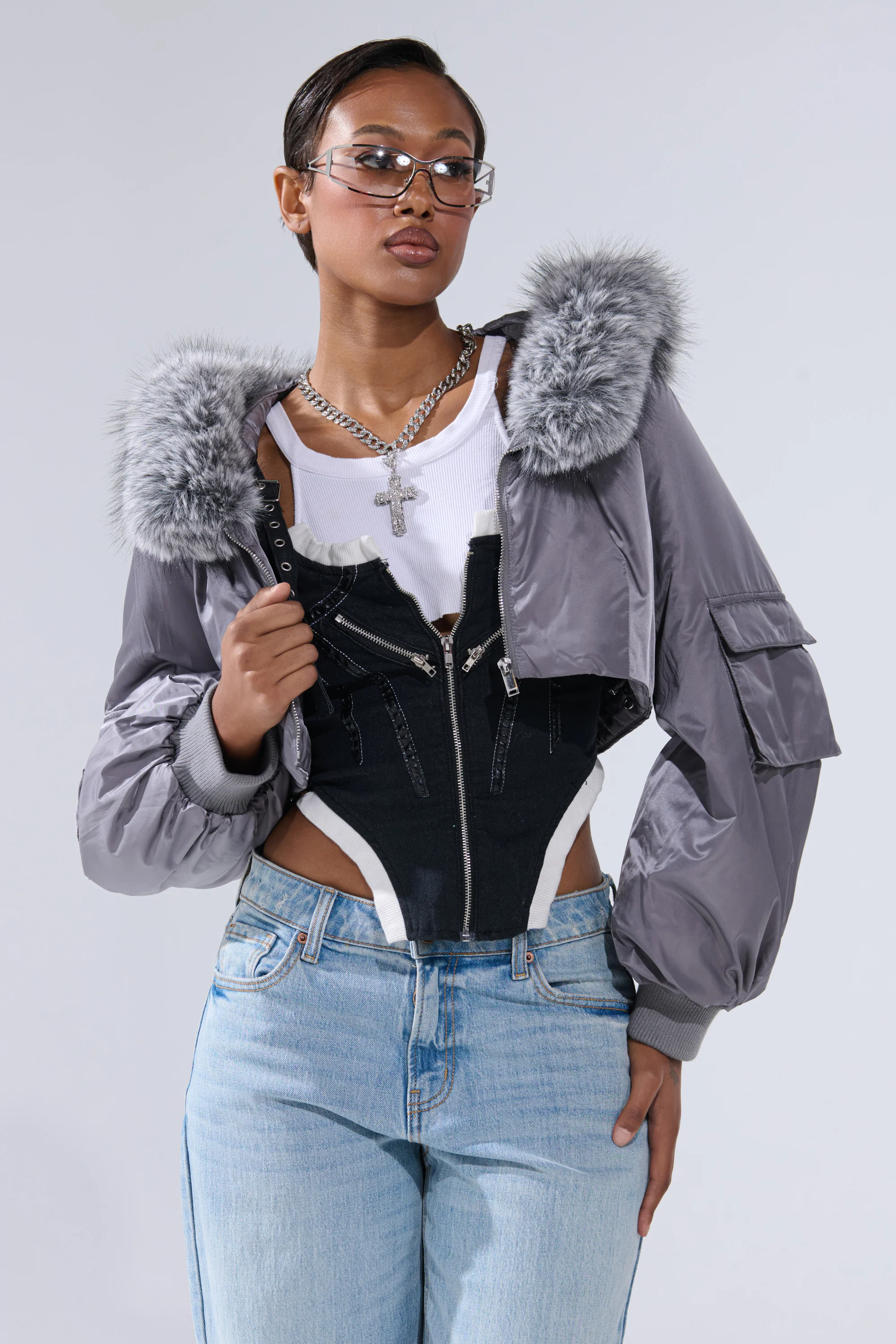 ITTY BITTY CROPPED BOMBER - Image 2