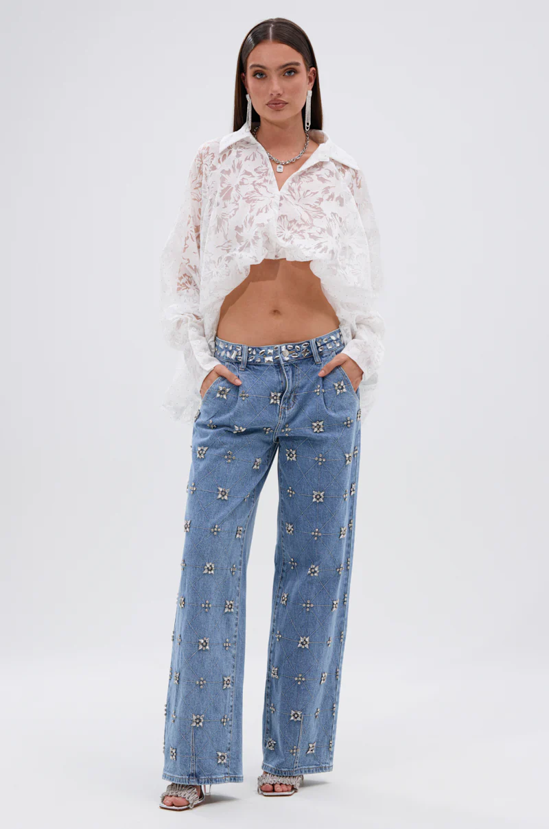 JACKIE RHINESTONE CROP BLOUSE - Image 6