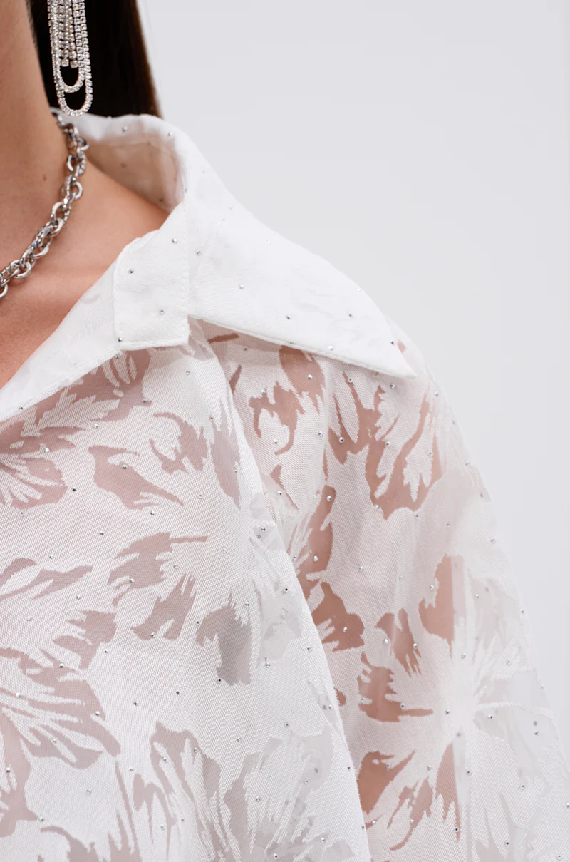JACKIE RHINESTONE CROP BLOUSE - Image 8