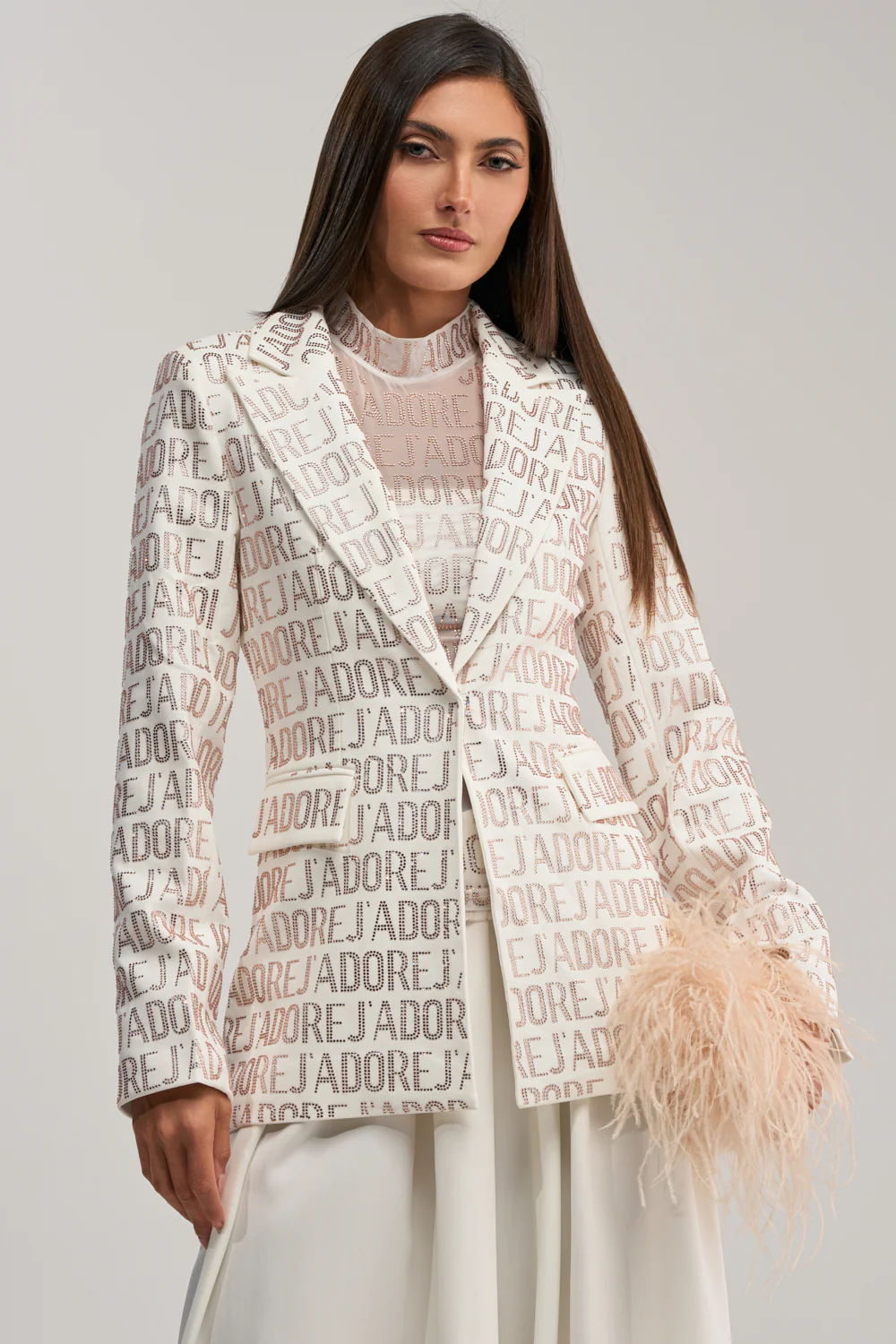 J'ADORE EMBELLISHED BLAZER IN WHITE - Image 2