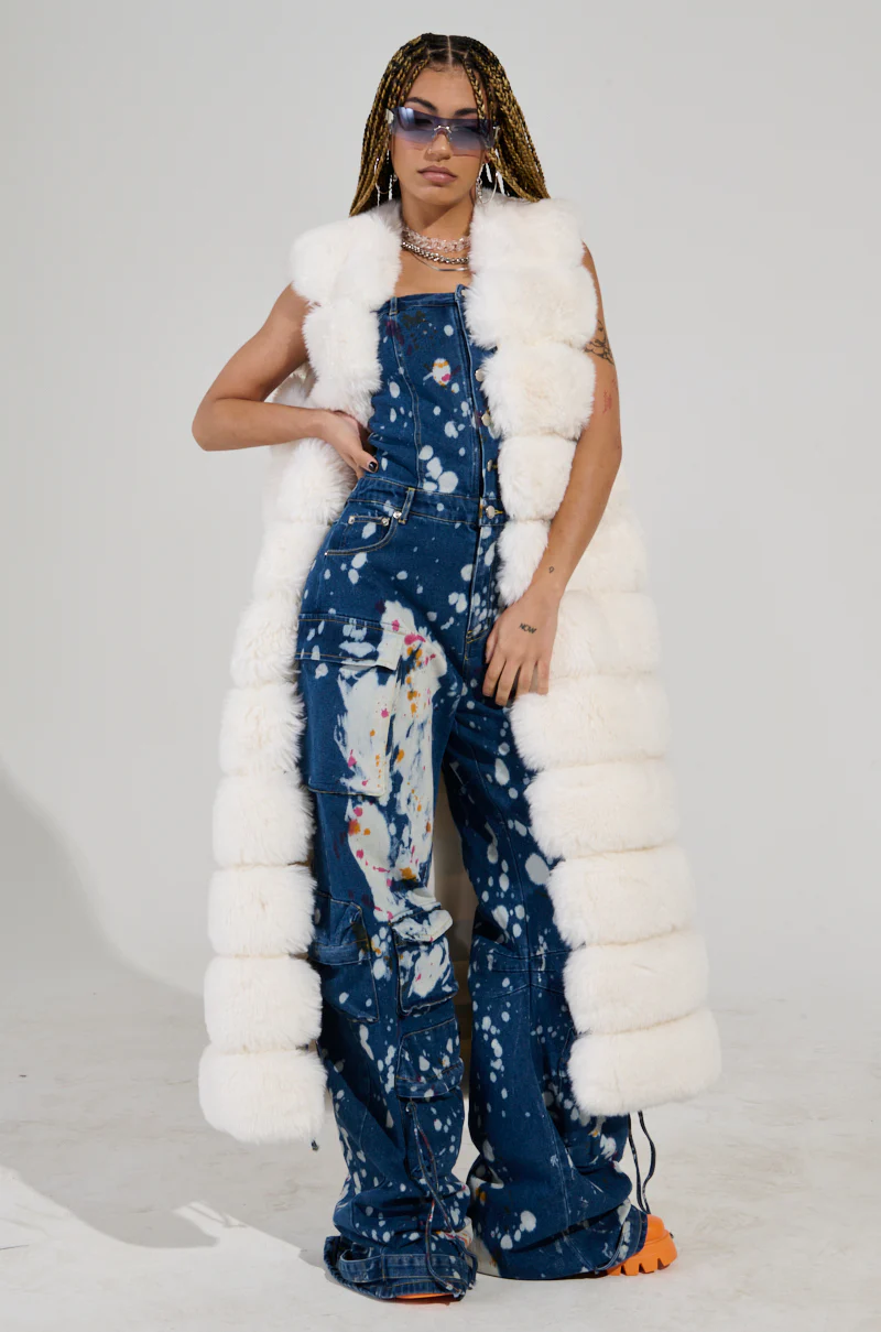 JENNY LIN FAUX FUR MAXI VEST IN WHITE - Image 6