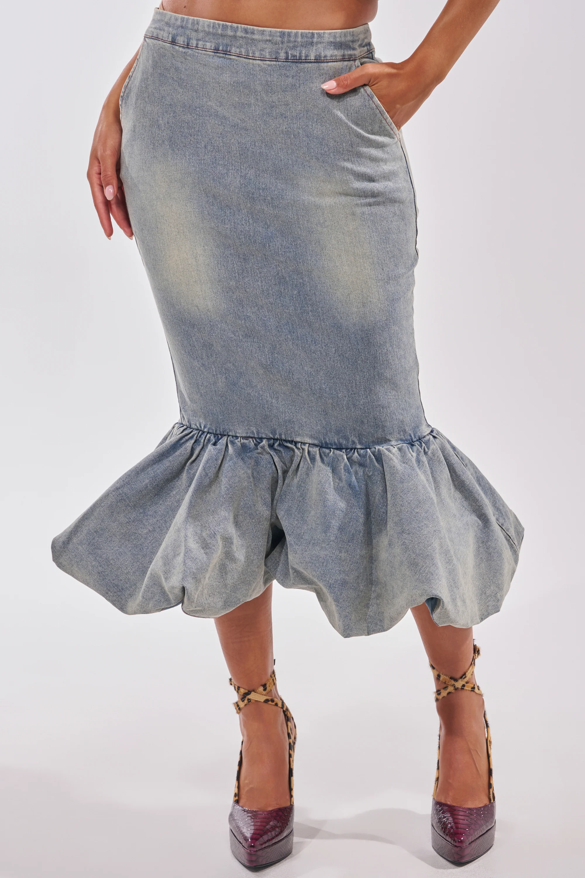 JOSIE DENIM MIDI SKIRT - Image 2