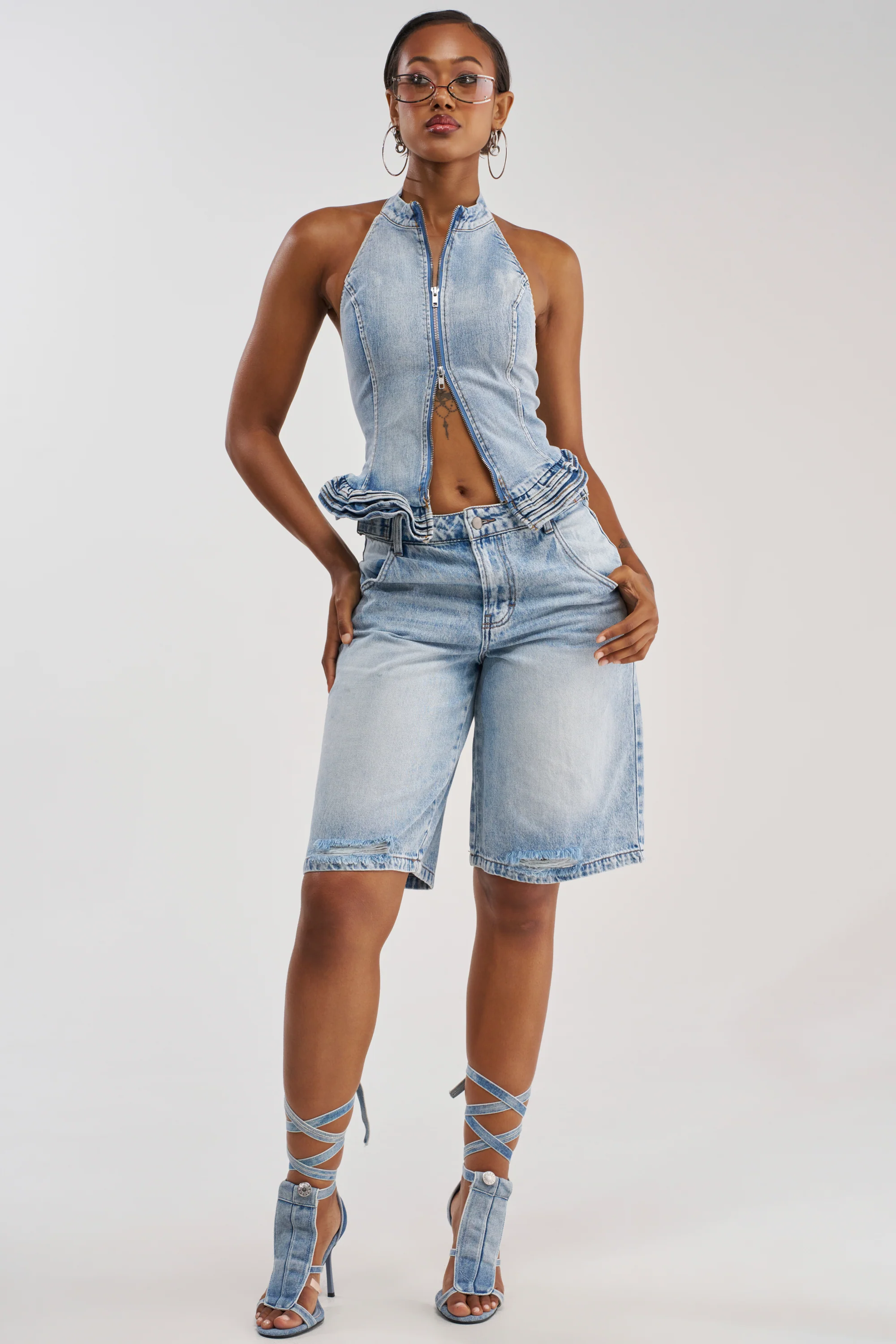 JULIA DENIM CORSET HALTER TOP - Image 6