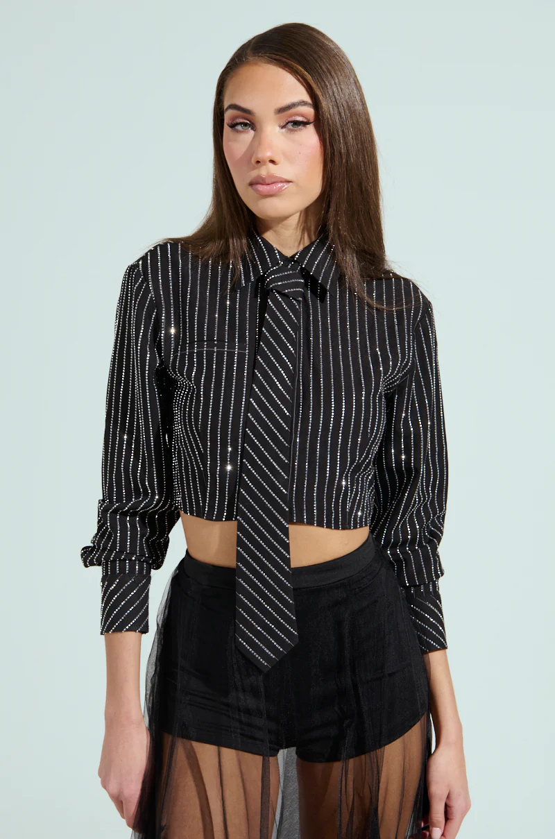 JUST GO WITH IT BUTTON DOWN TOP WITH TIE - Image 2