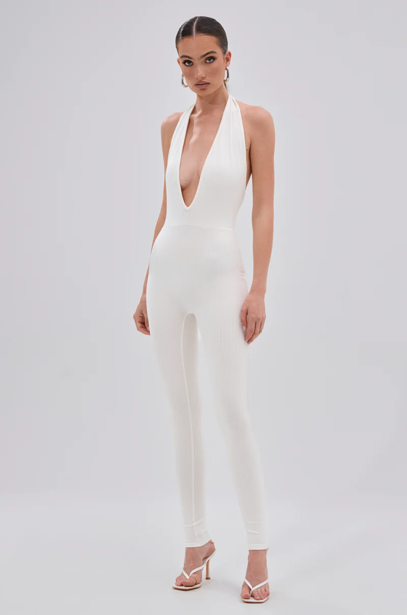 KEEP IT CASUAL HALTER JUMPSUIT IN WHITE - Image 2