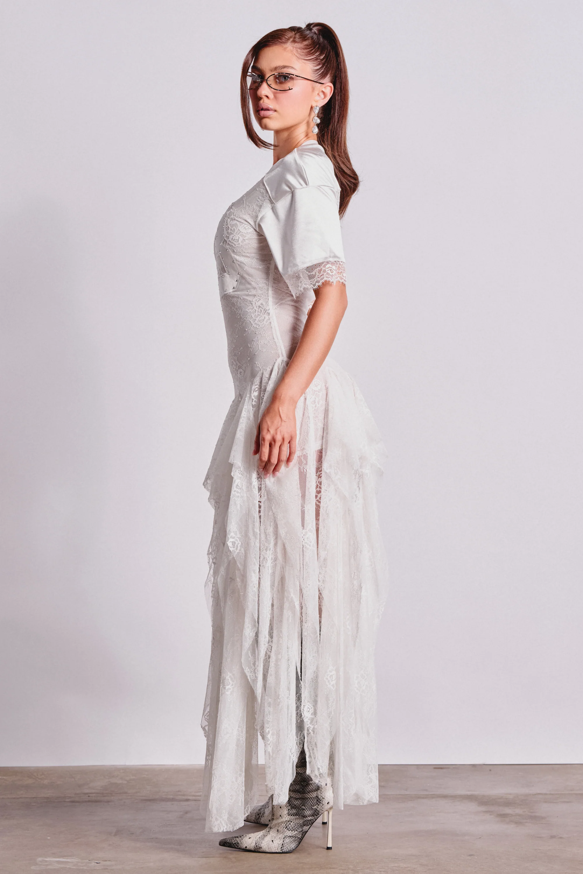 KICK OFF LACE JERSEY MAXI DRESS IN WHITE - Image 4