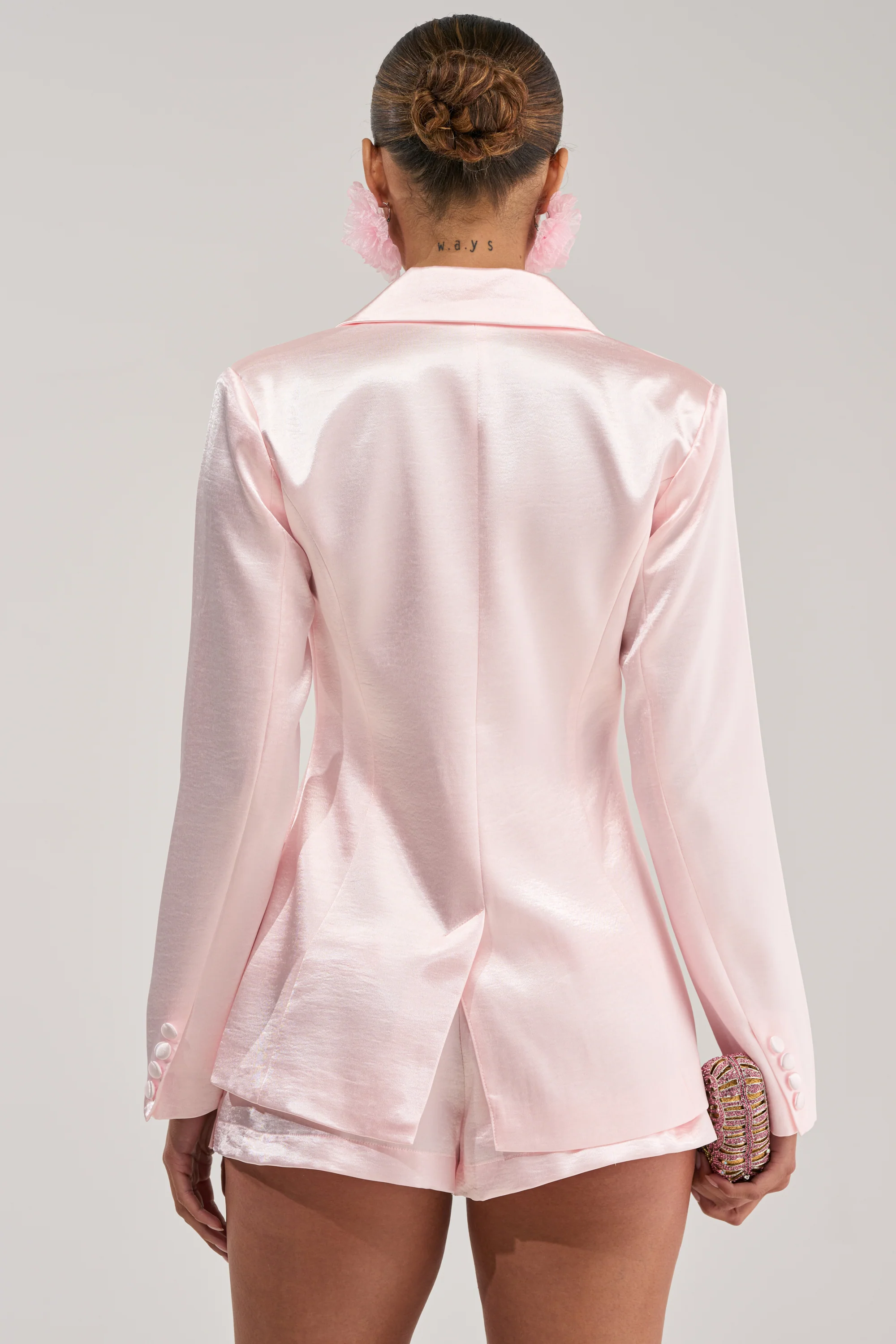 KIKI BABY PINK SATIN BLAZER - Image 4