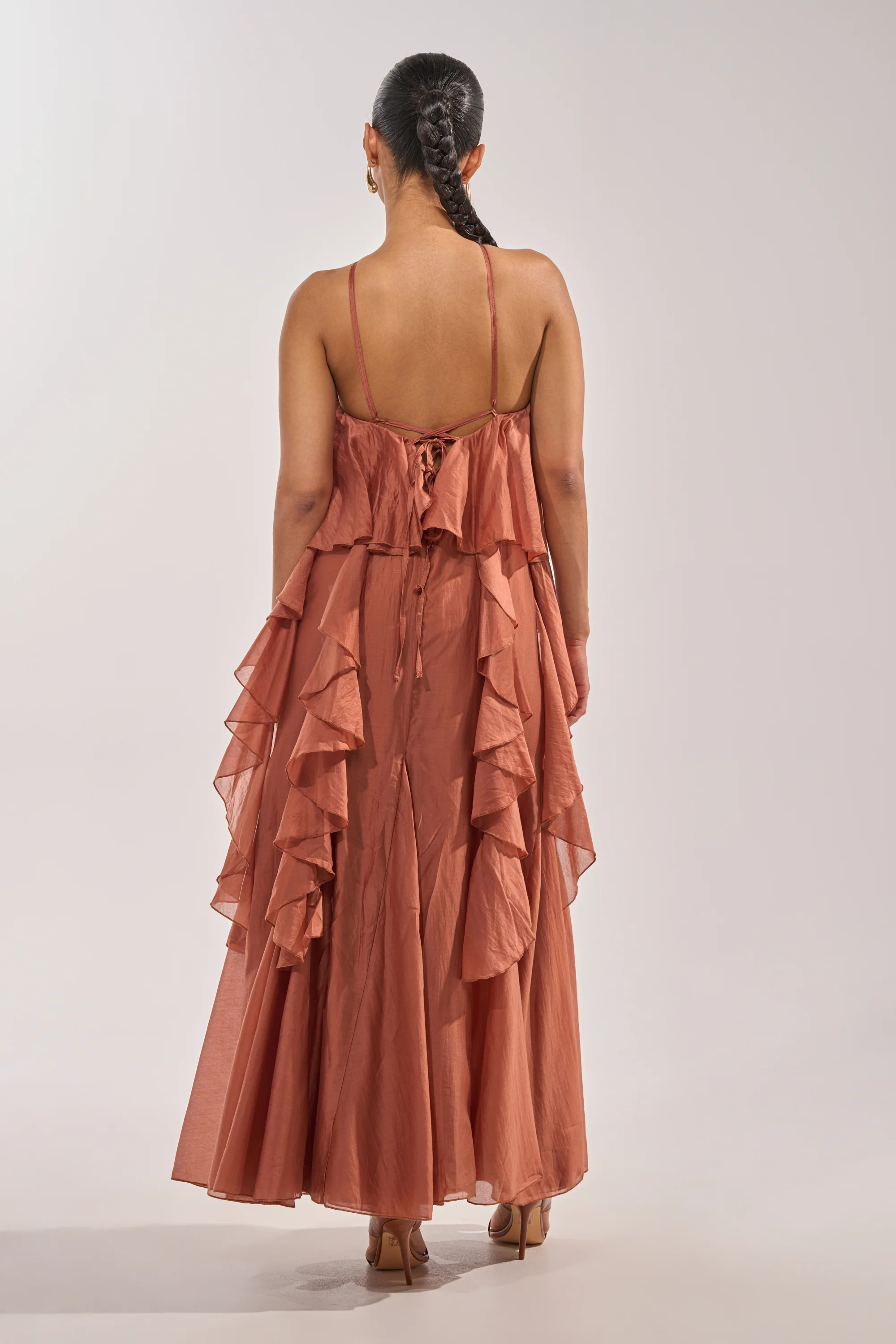 KISS ME SLOW CHIFFON MAXI DRESS IN RUST - Image 5