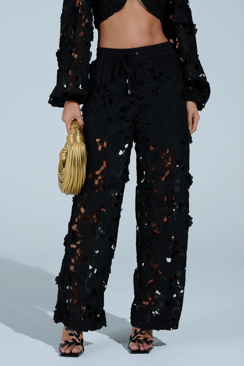 LATE NIGHT DREAMS FLORAL CUTOUT WIDE LEG PANT - Image 2