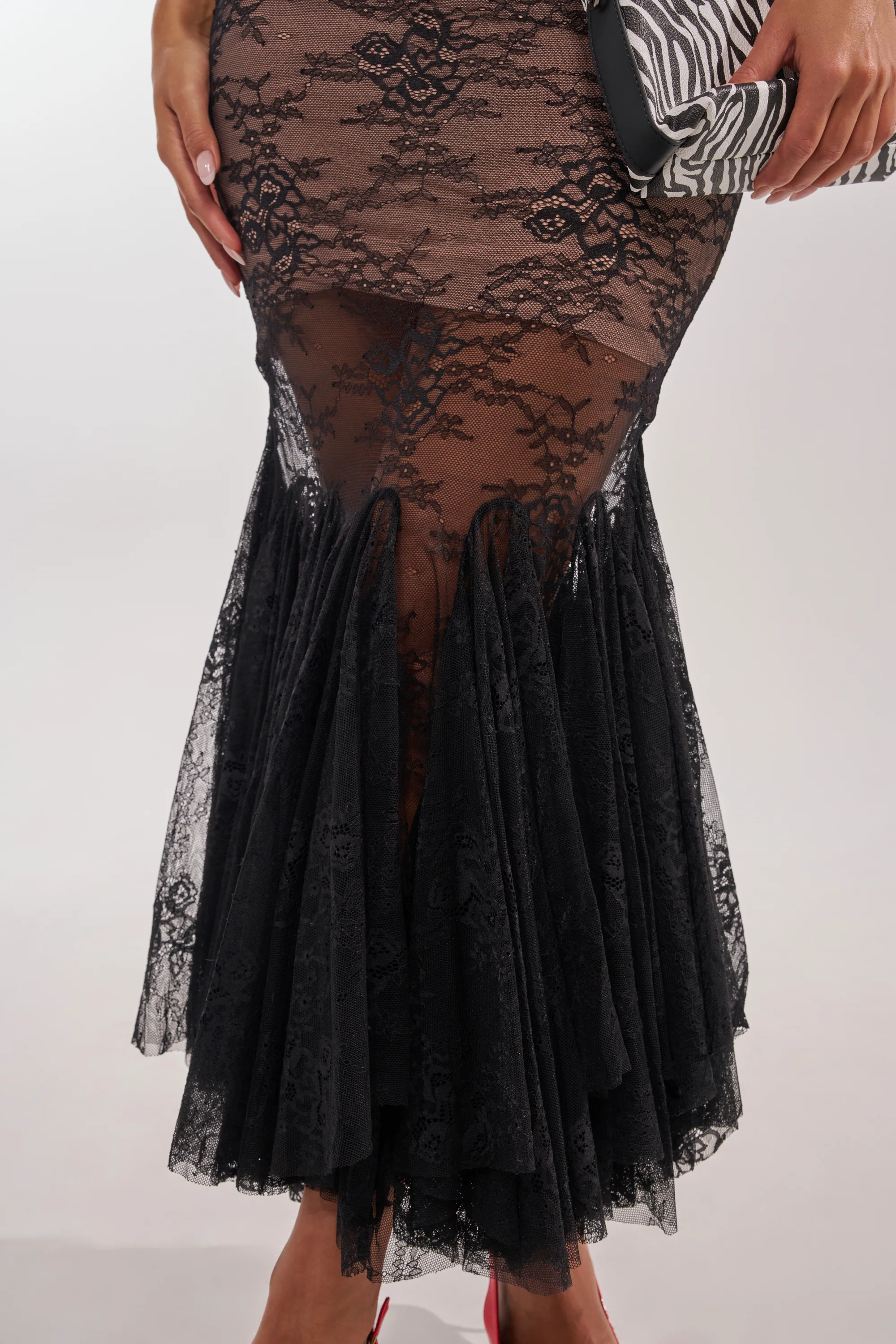 LAYUP LACE JERSEY MIDI DRESS IN BLACK - Image 7