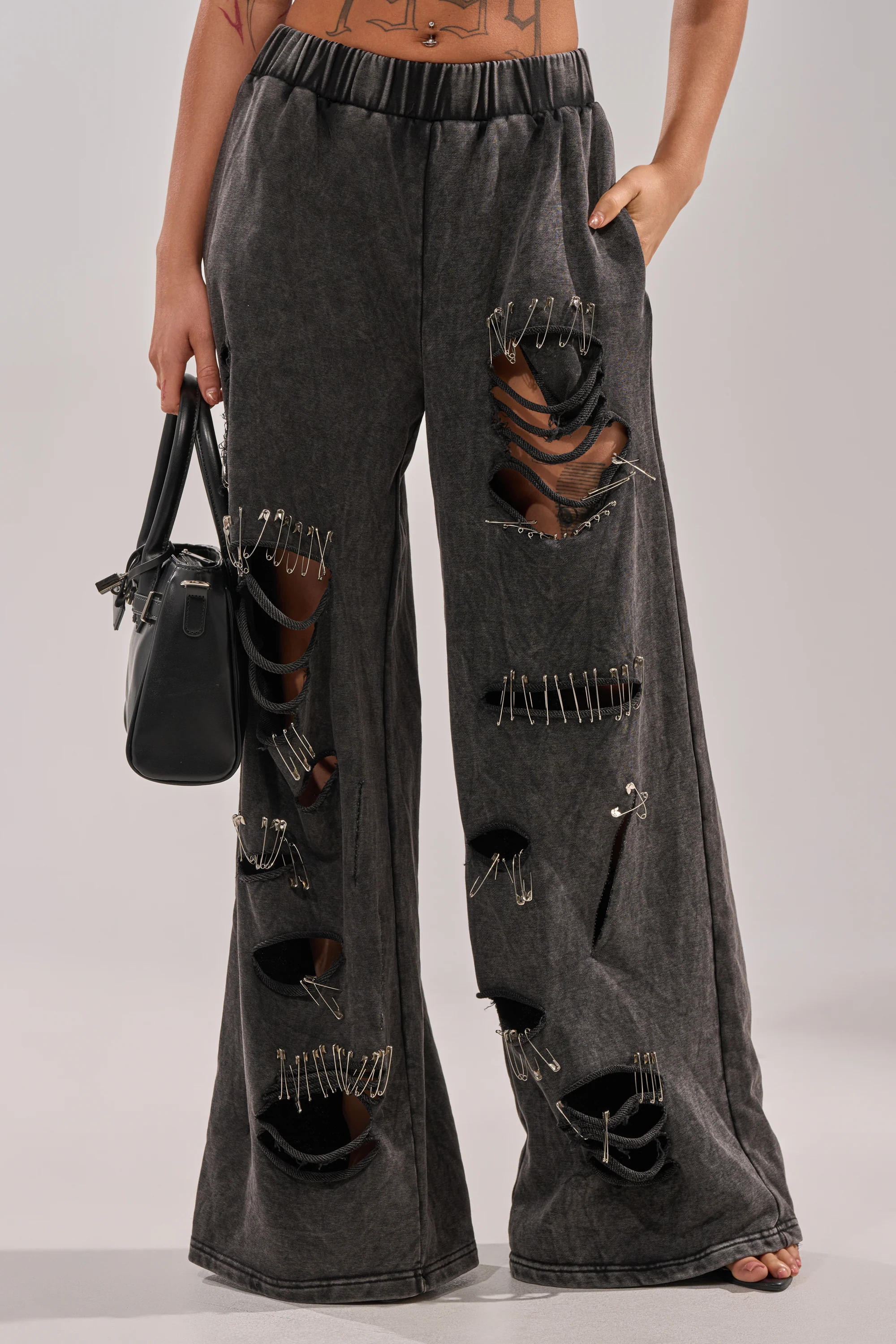 LEILA DISTRESSED WIDE LEG JOGGER - Image 3