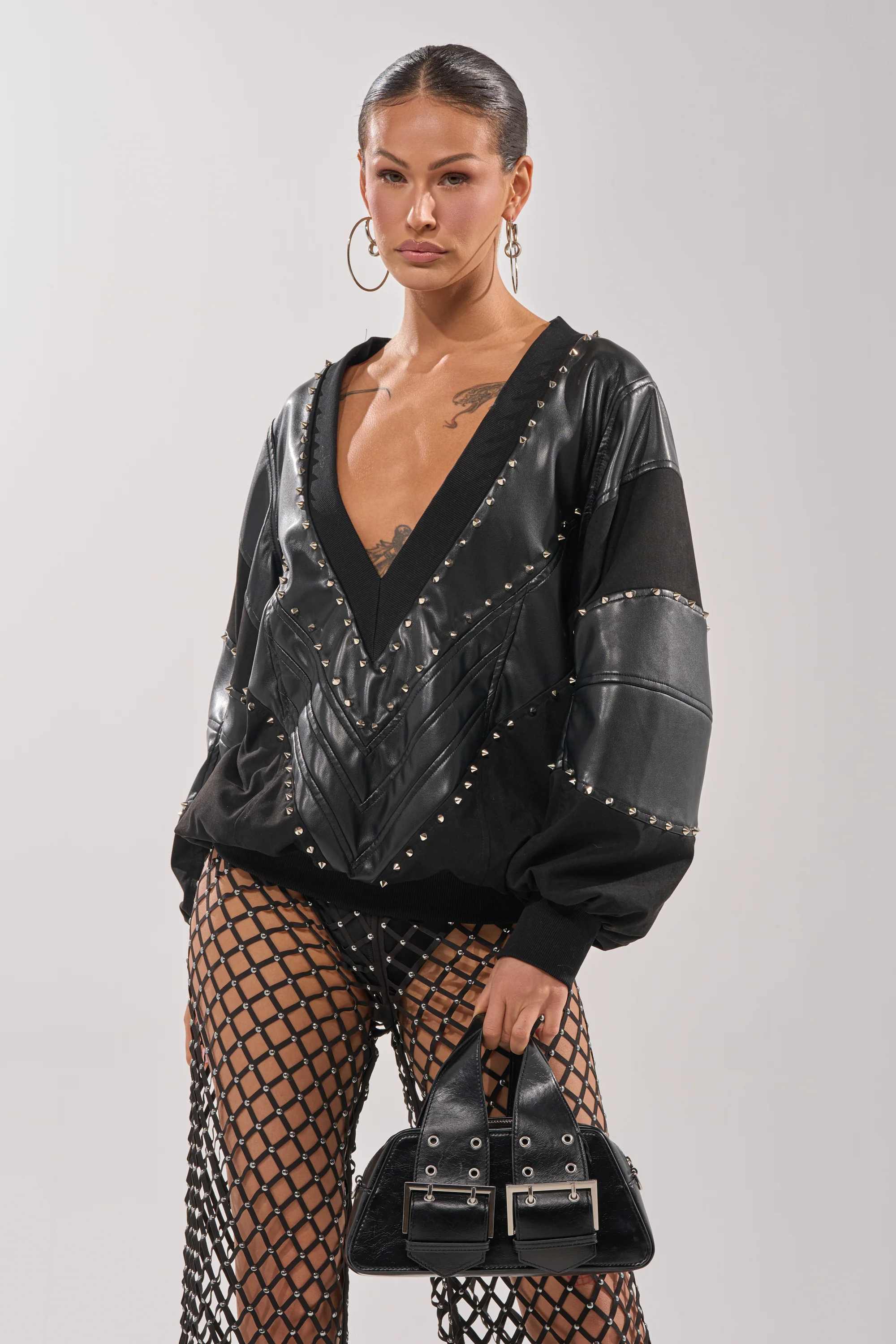 LETS DO THIS FAUX LEATHER SWEATSHIRT - Image 3
