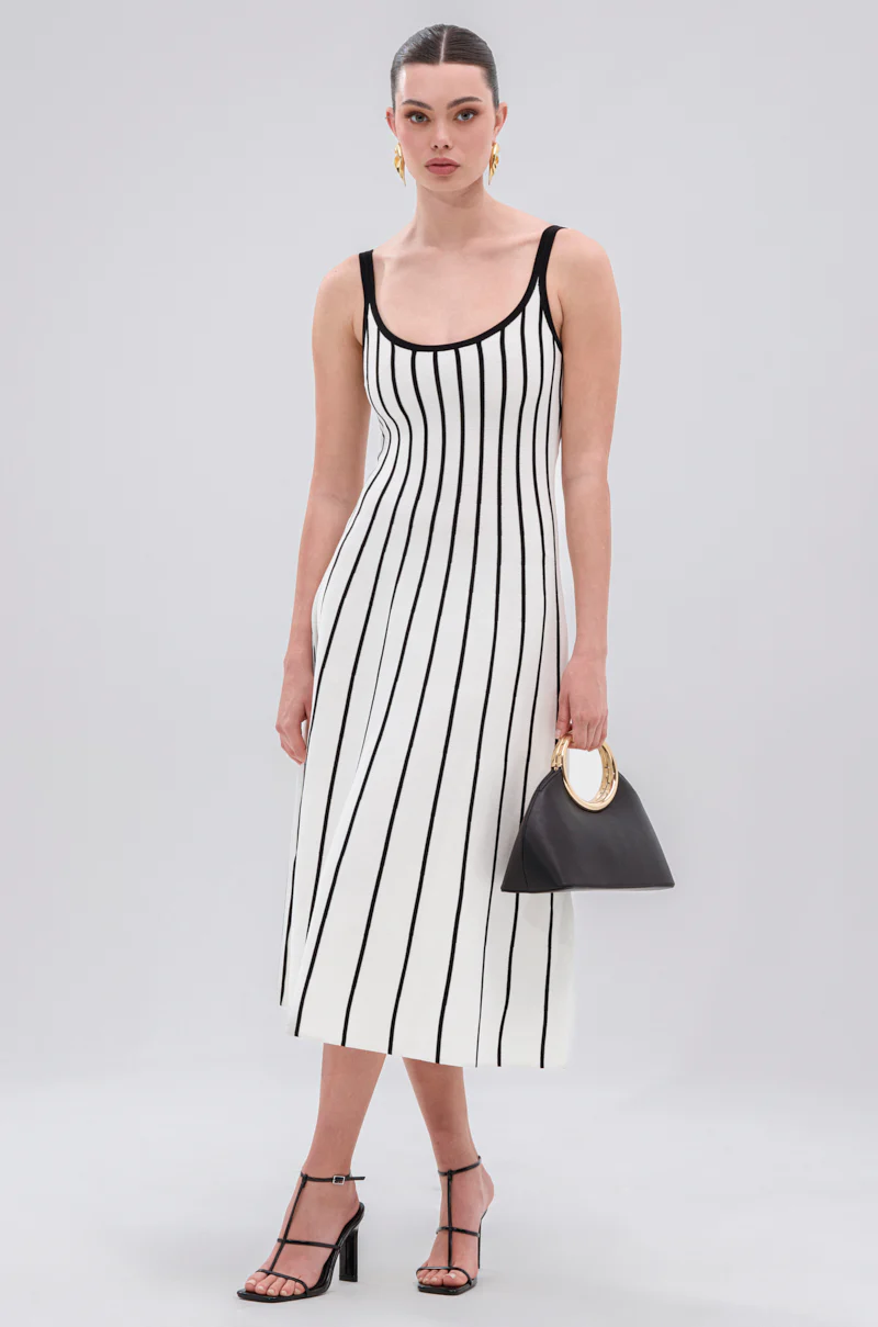 LETS GET IT GOING KNIT STRIPE MIDI DRESS - Image 2