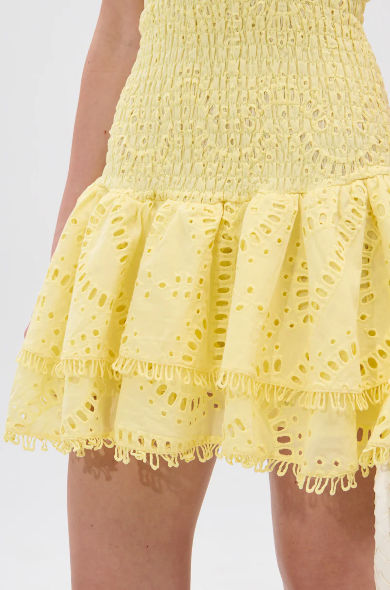 LET'S GO TO THE BEACH RUFFLE MINI DRESS IN YELLOW - Image 9