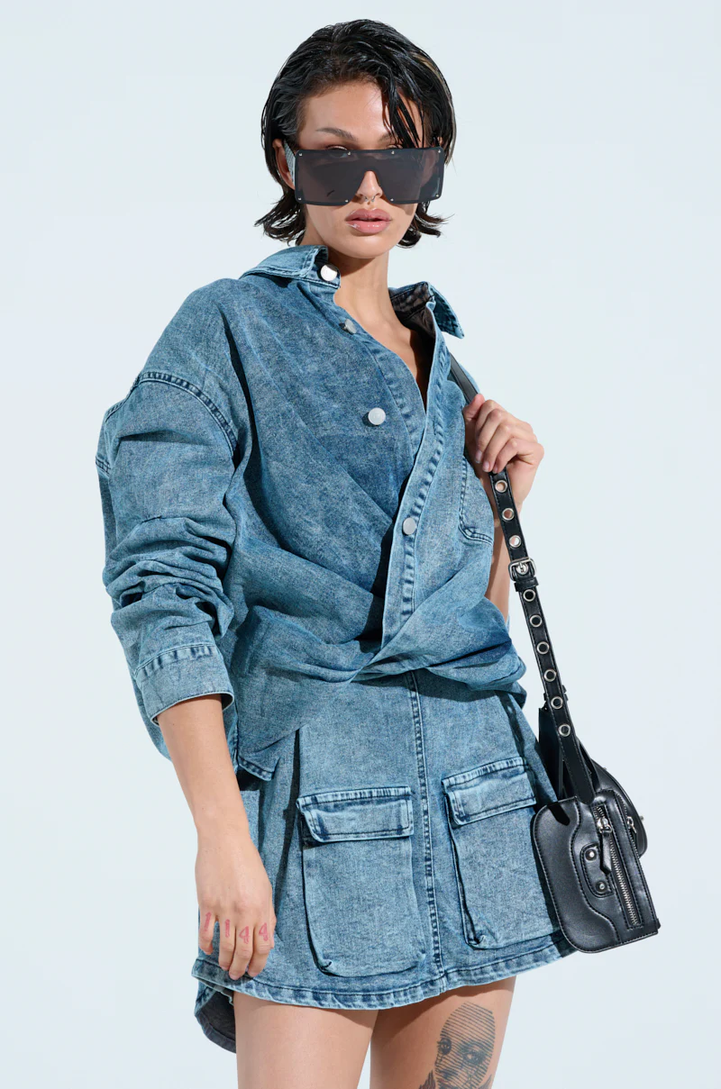 LET'S REWIND DENIM MINI DRESS - Image 3
