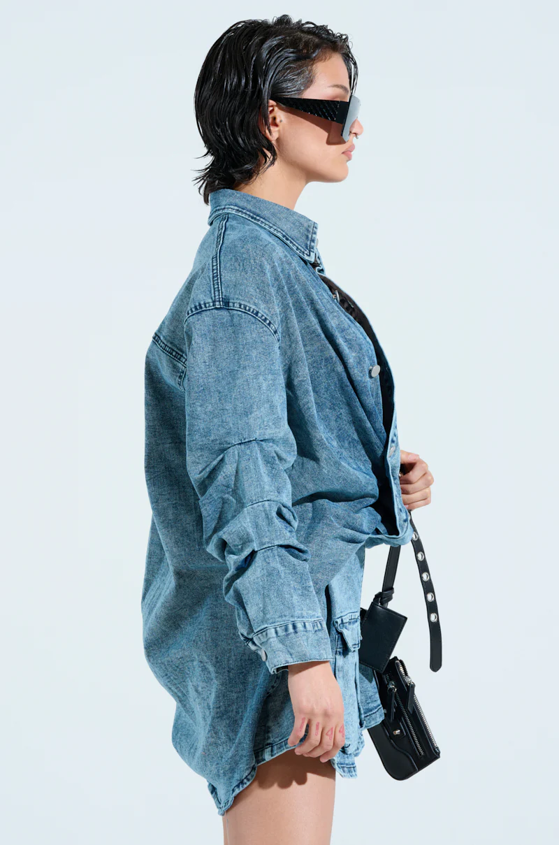 LET'S REWIND DENIM MINI DRESS - Image 4