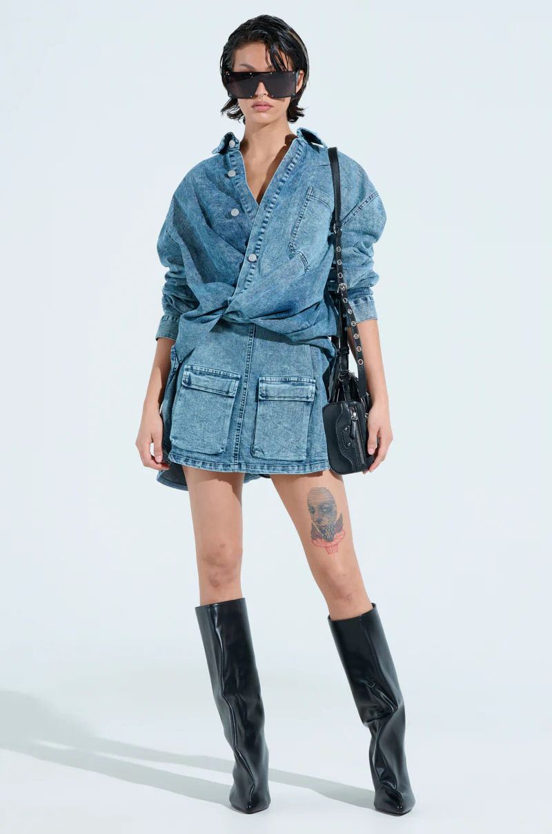 LET'S REWIND DENIM MINI DRESS - Image 6