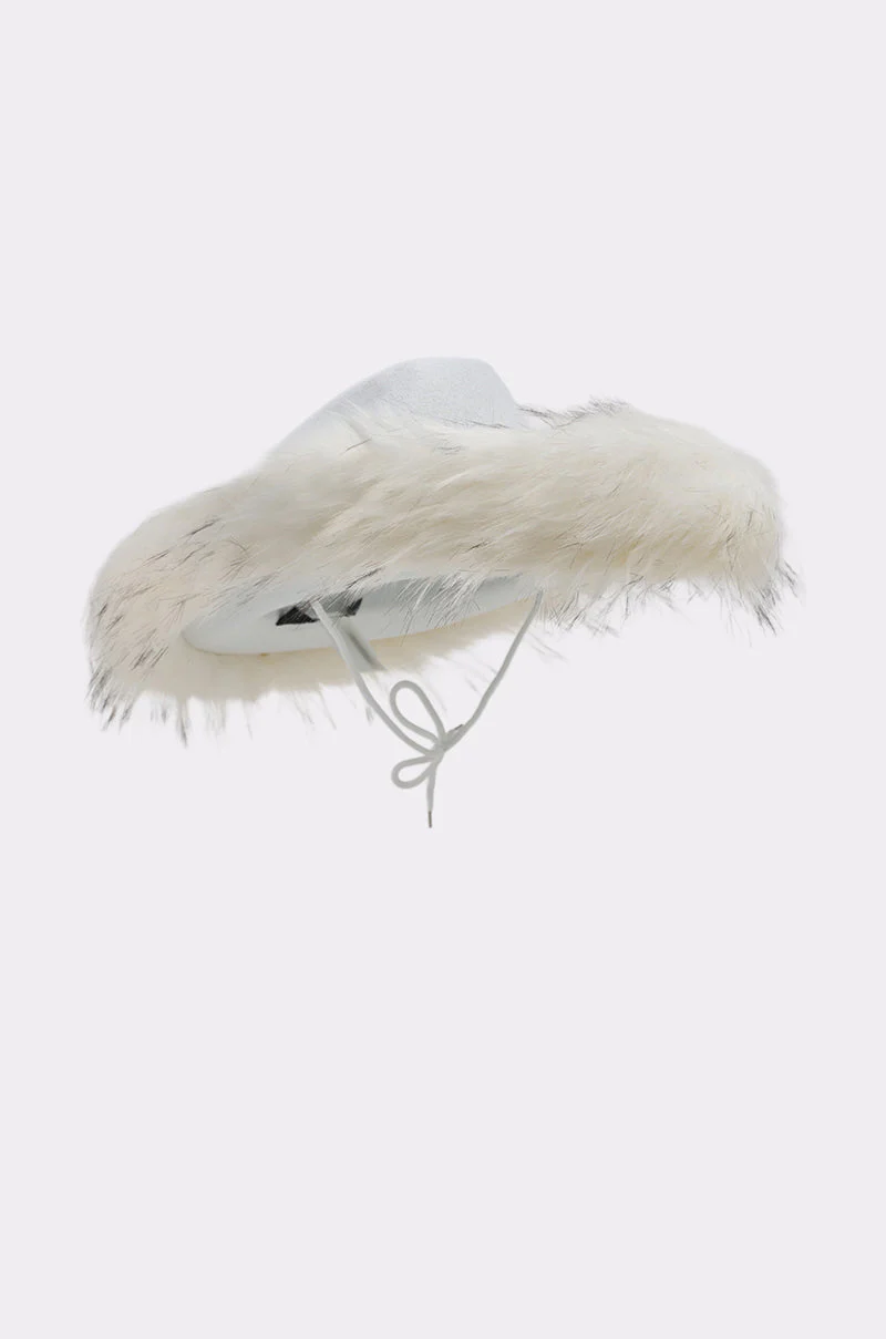 LETS RIDE FAUX FUR TRIM COWBOY HAT - Image 7