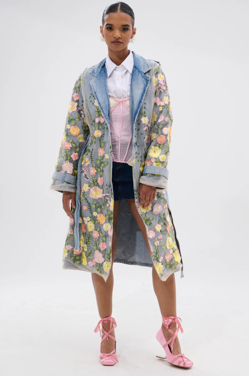 LIFE IN COLOR FLORAL DENIM TRENCH - Image 6