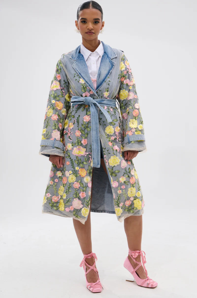 LIFE IN COLOR FLORAL DENIM TRENCH - Image 8