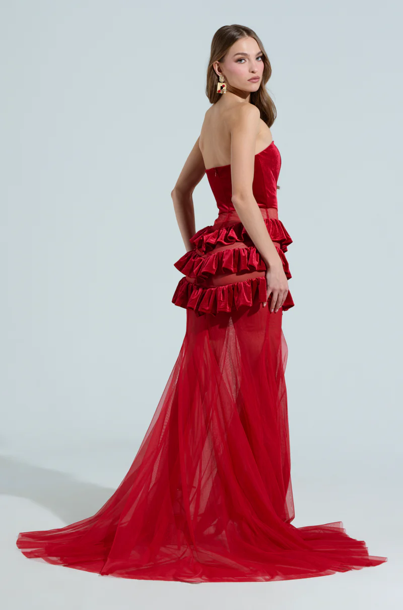 LIGHTS AND ACTION MAXI DRESS IN RED - Image 5