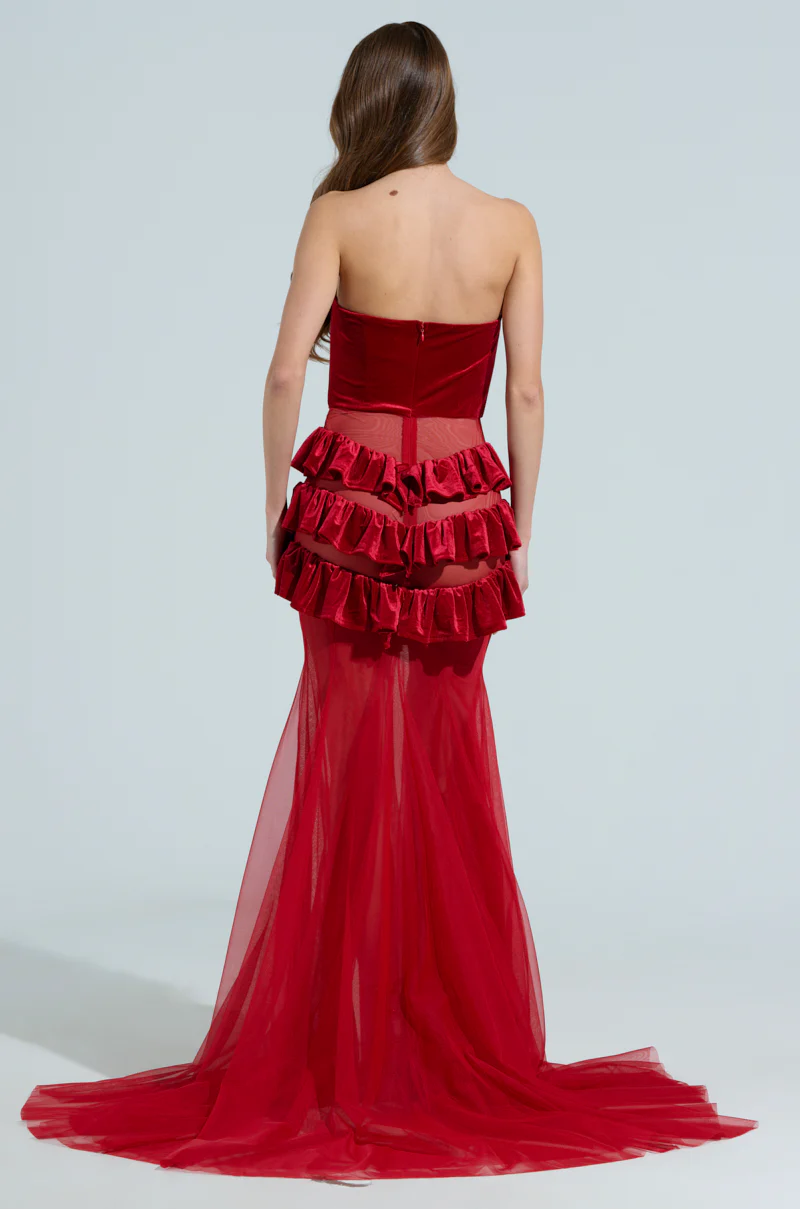LIGHTS AND ACTION MAXI DRESS IN RED - Image 6