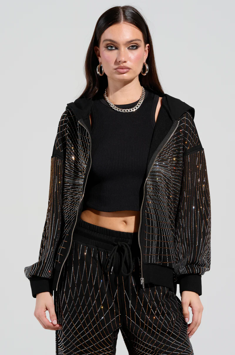 LIGHTS, CAMERA, ACTION! EMBELLISHED ZIP UP SWEATSHIRT - Image 3