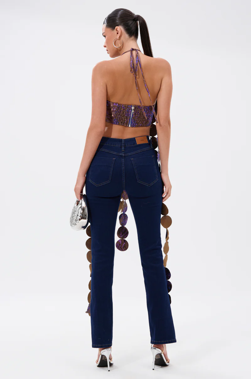 LIGHTS FLASHING BROCADE HALTER TIE NECK - Image 5