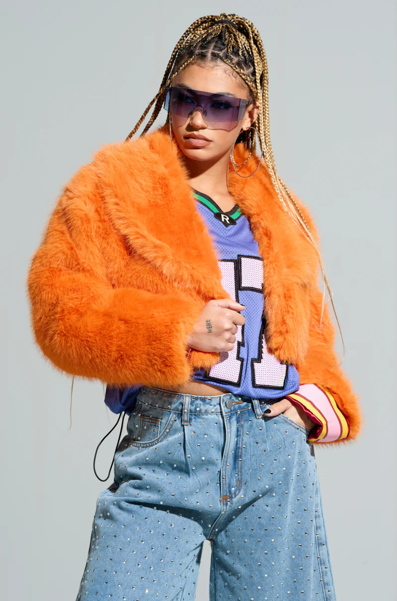LIGHTS OUT CROPPED FAUX FUR