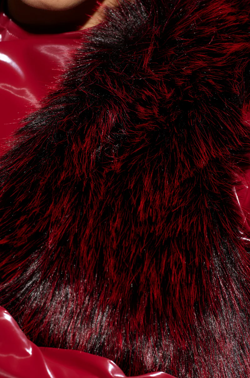 LIGHTS OUT FAUX FUR VEST IN RED - Image 5