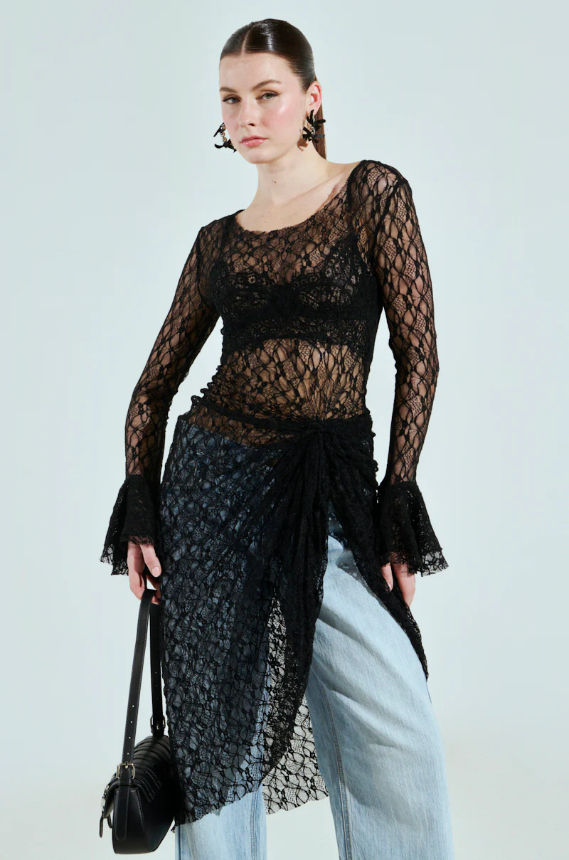 LILY LACE BLOUSE IN BLACK - Image 4