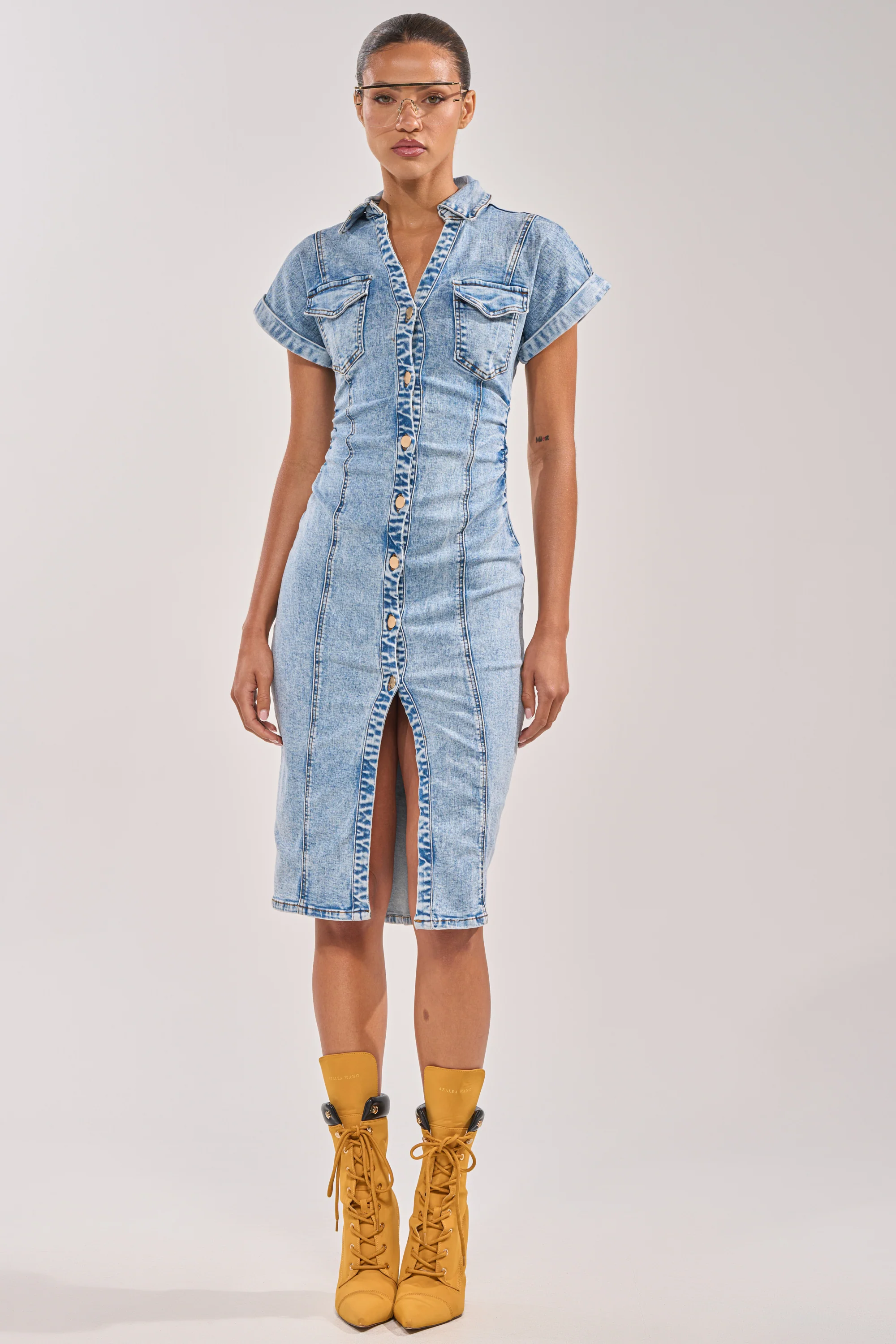 LITTLE DENIM MIDI DRESS IN LIGHT BLUE - Image 6